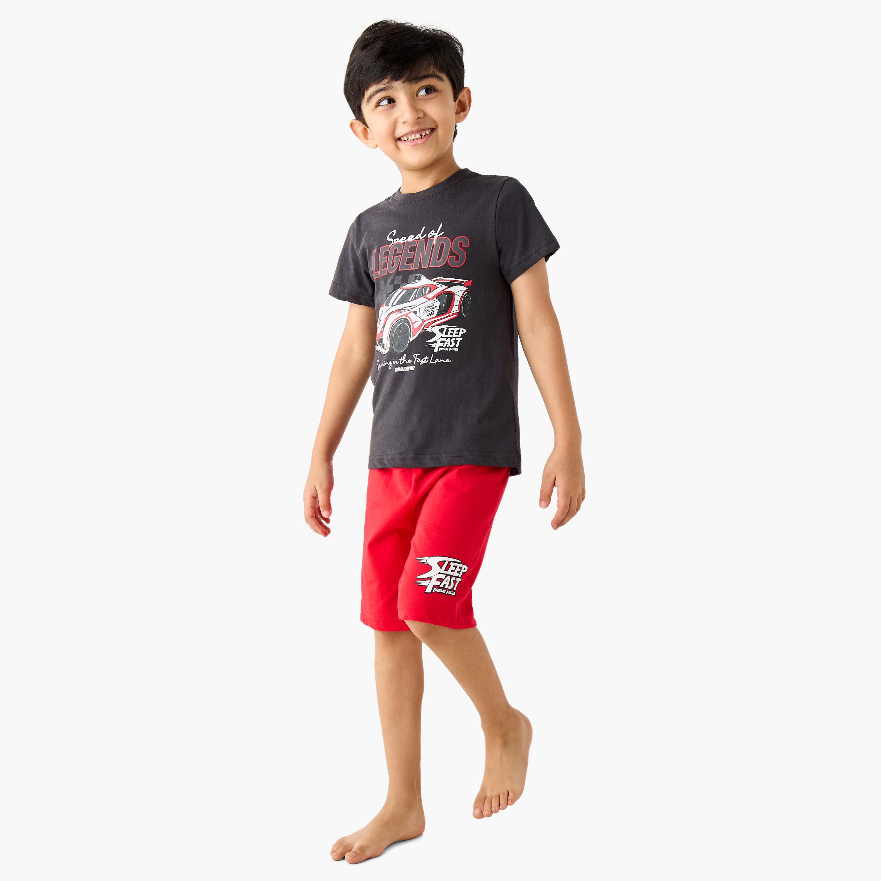 Juniors 4-Piece Printed T-shirts with Shorts and Pyjamas Set