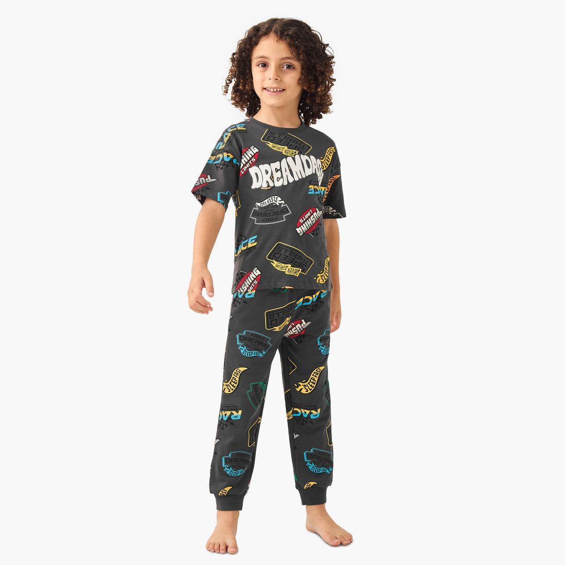 Juniors Printed T-shirt and Pyjama Set - Black / 2-3 yrs