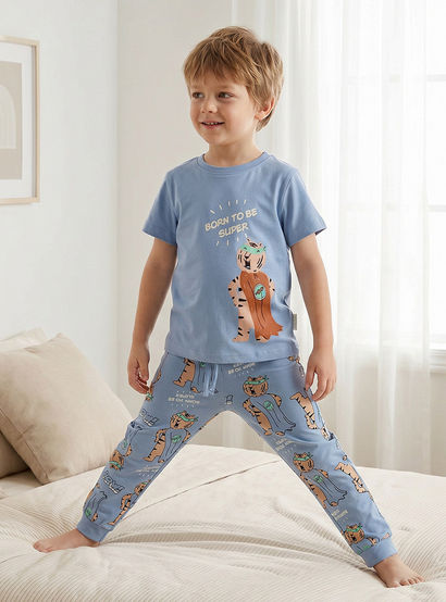 Juniors 3-Piece Animal Print T-shirt and Pyjama Set-boys-clothing-nightwear-image-2