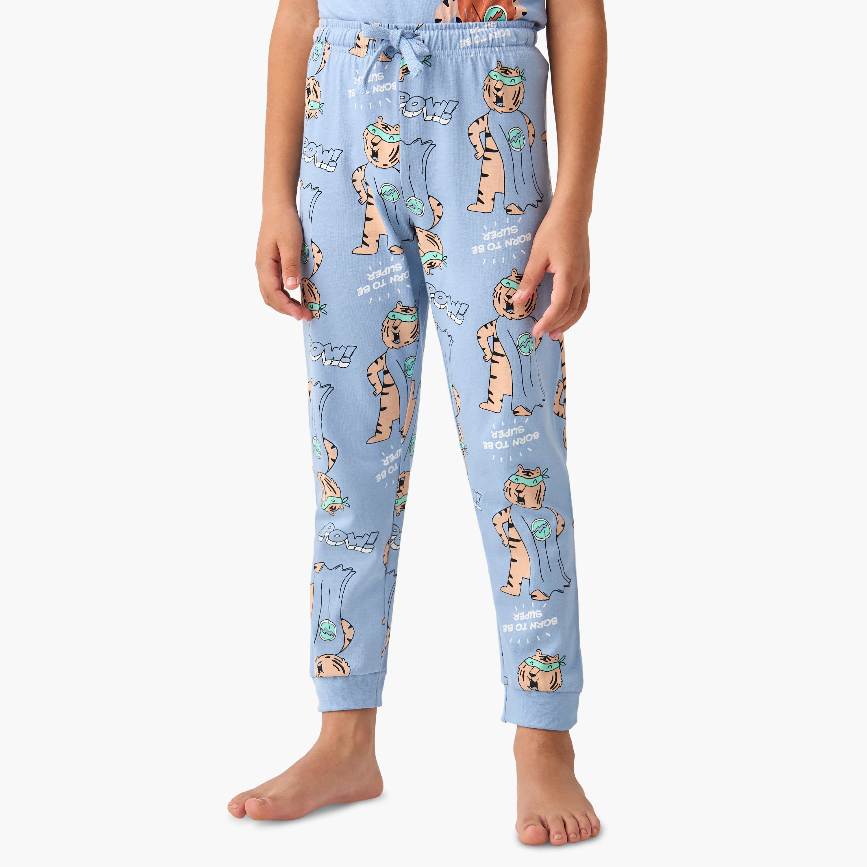 Juniors 3-Piece Animal Print T-shirt and Pyjama Set