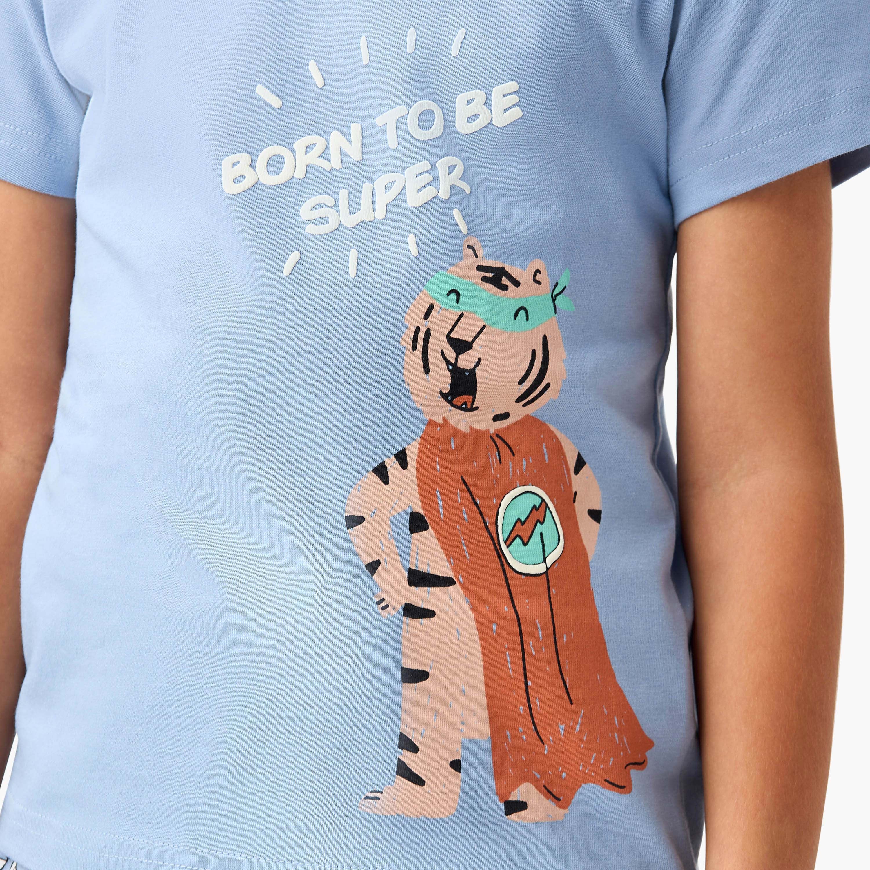 Juniors 3-Piece Animal Print T-shirt and Pyjama Set