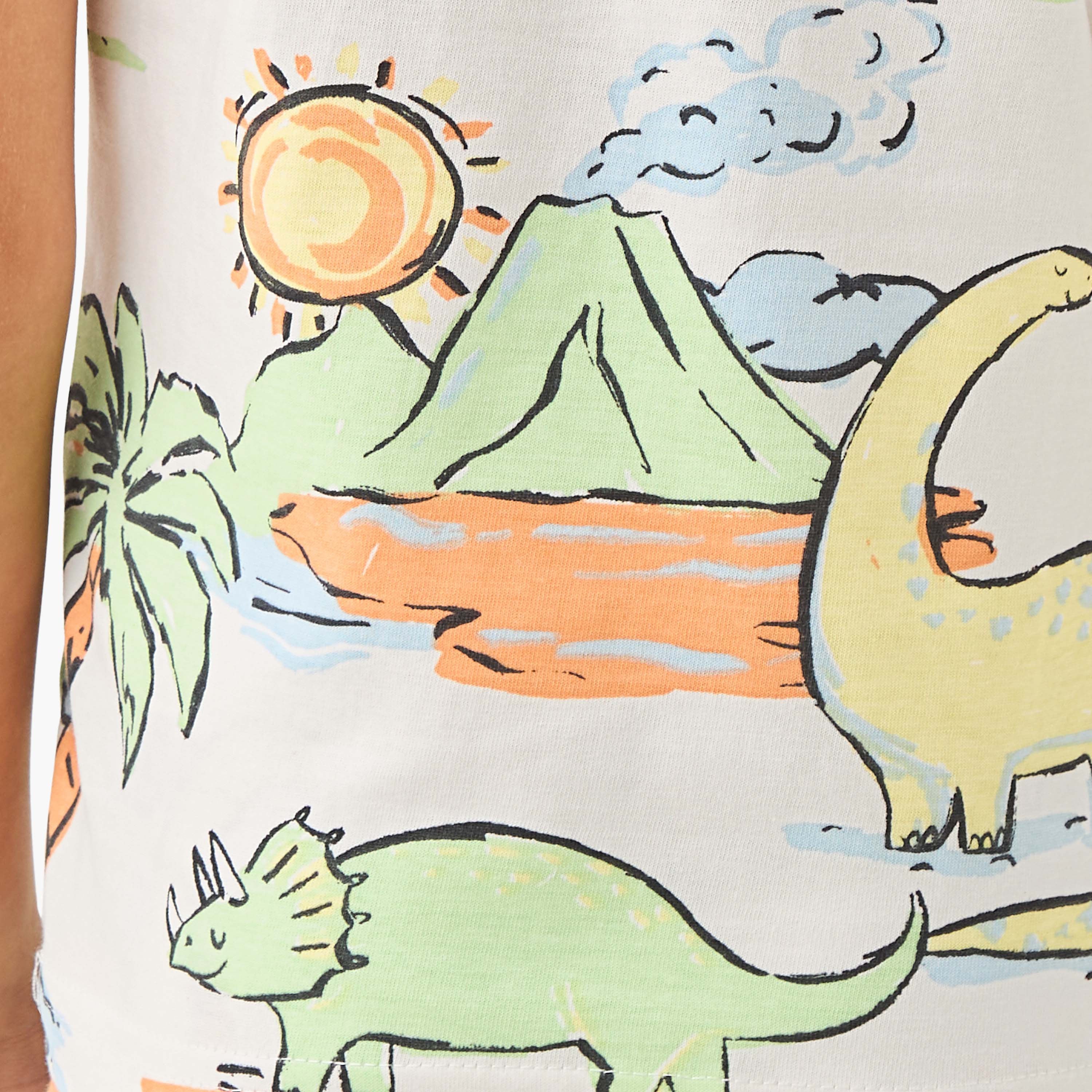 Juniors All-Over Dinosaur Print T-shirt and Pyjama Set
