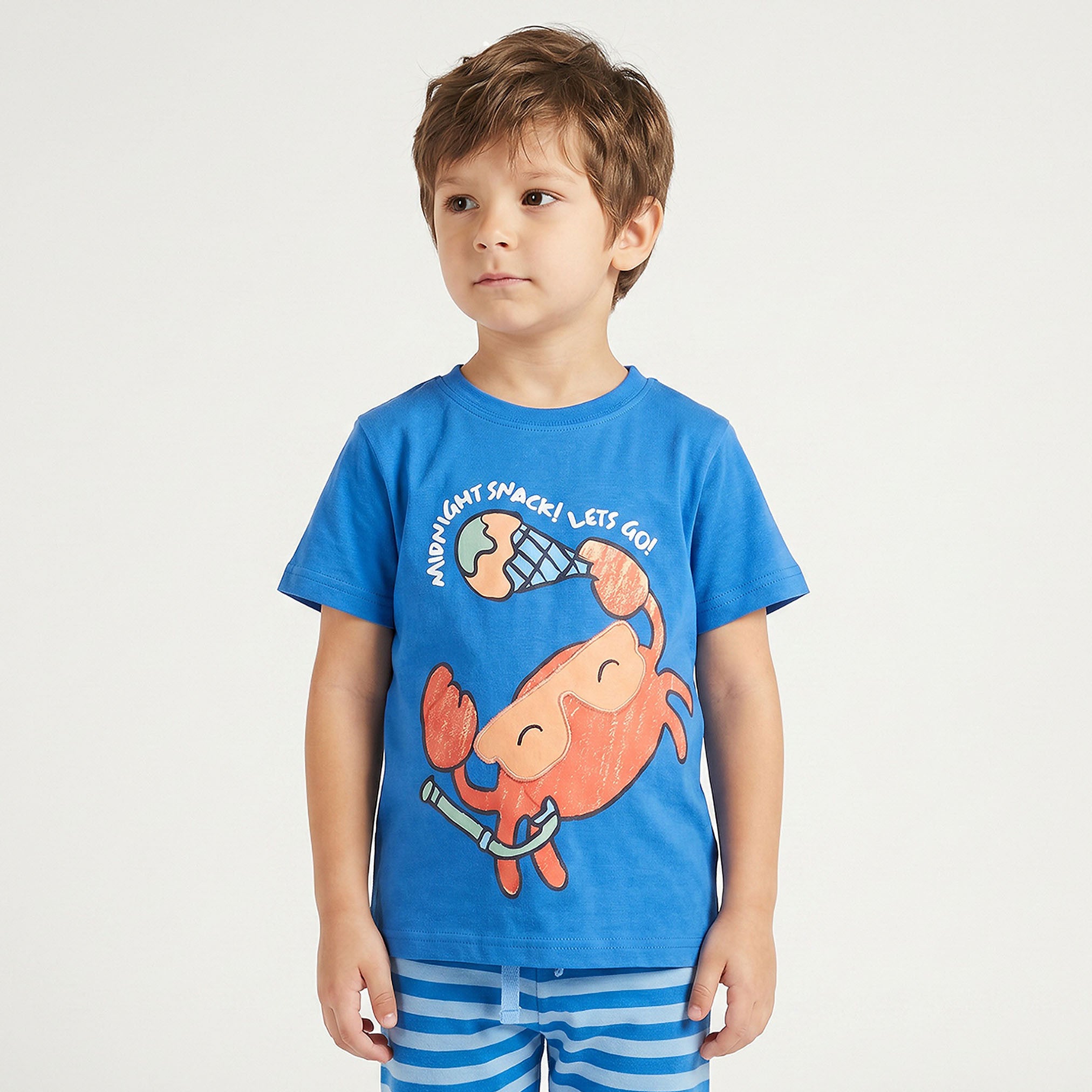 Juniors Printed T-shirt and Striped Pyjama Set