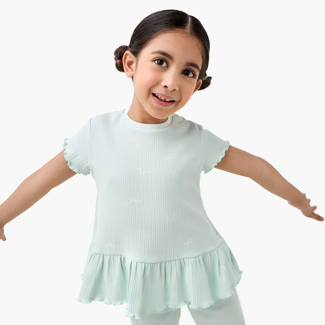 Juniors Bow Print Top and Pyjama Set