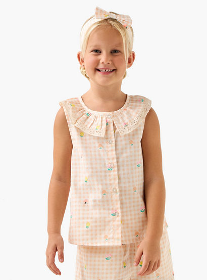 Juniors Checked Shorts and T-Shirt Set-boys-clothing-nightwear-image-2