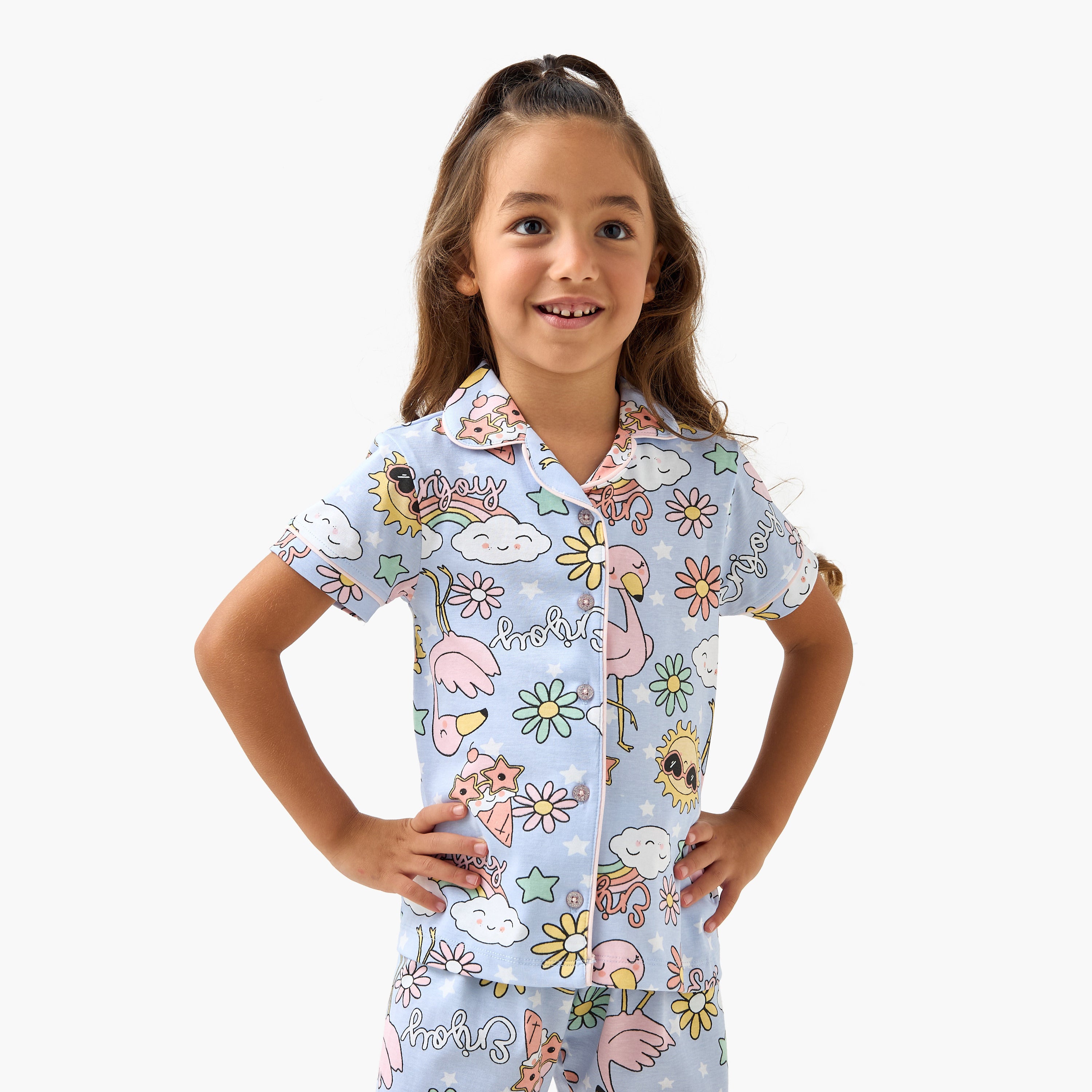 Juniors All-Over Printed Shirt and Pyjama Set