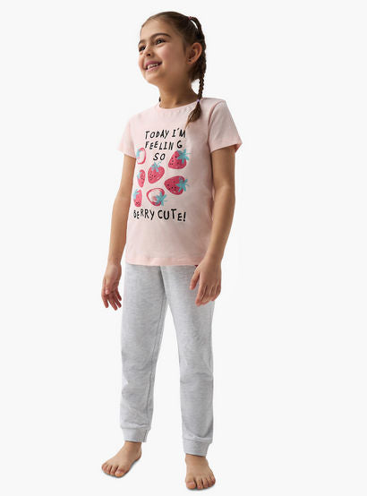 Juniors Printed T-shirt and Pyjama Set-girls-clothing-nightwear-image-1