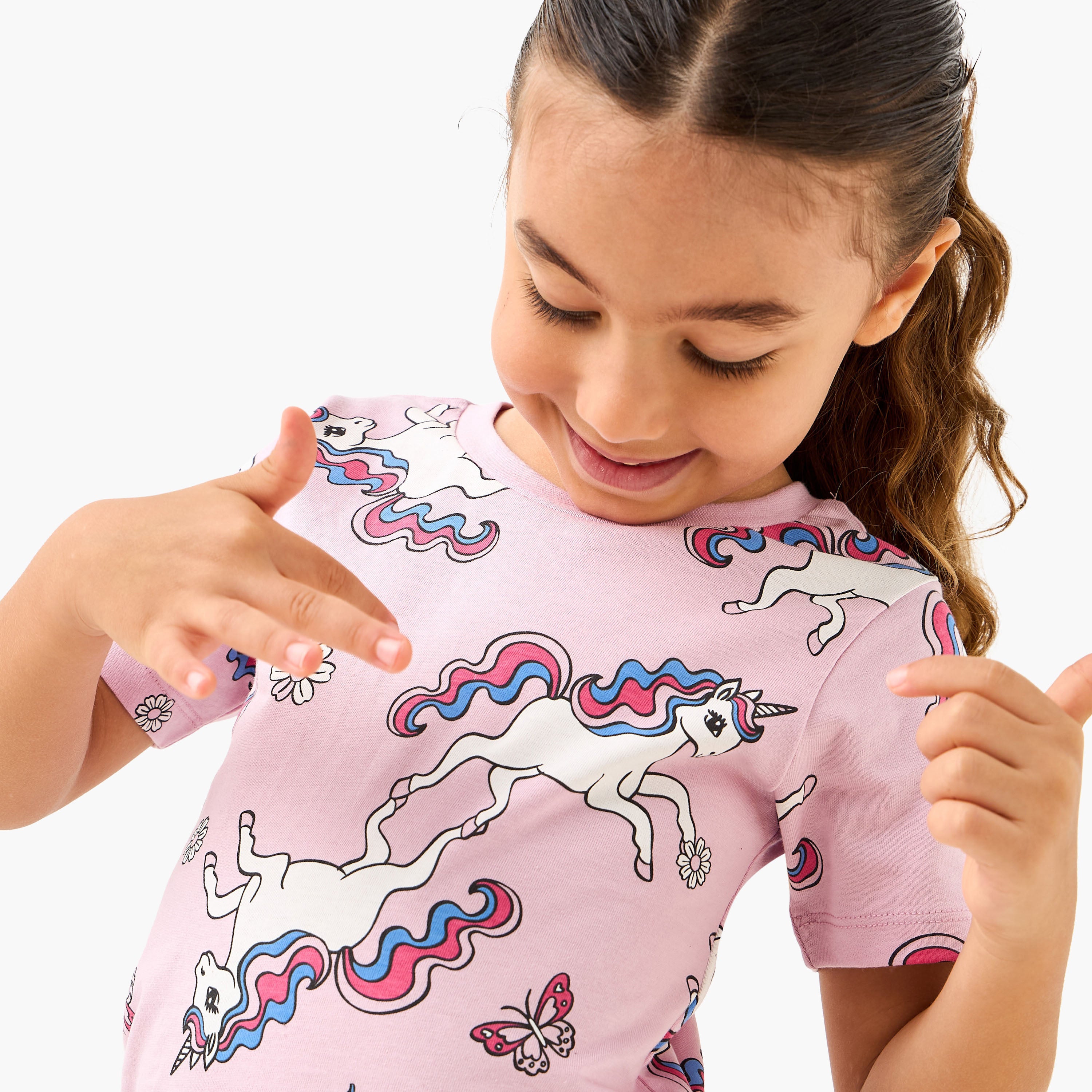 Juniors All-Over Unicorn Print T-shirt and Pyjama Set