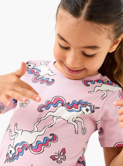 Juniors All-Over Unicorn Print T-shirt and Pyjama Set-baby-girls-clothing-nightwear-pyjamasets-image-5