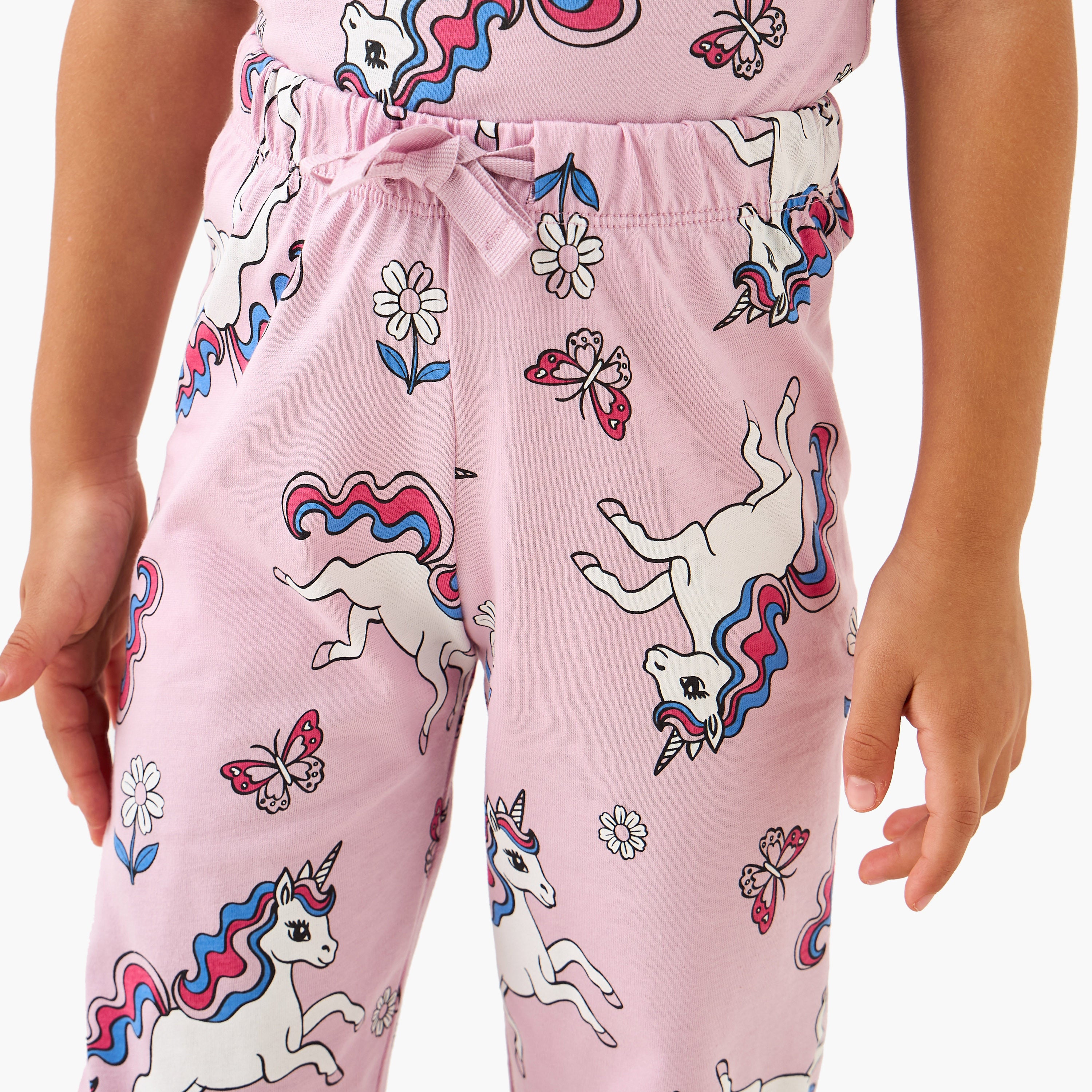 Juniors All-Over Unicorn Print T-shirt and Pyjama Set