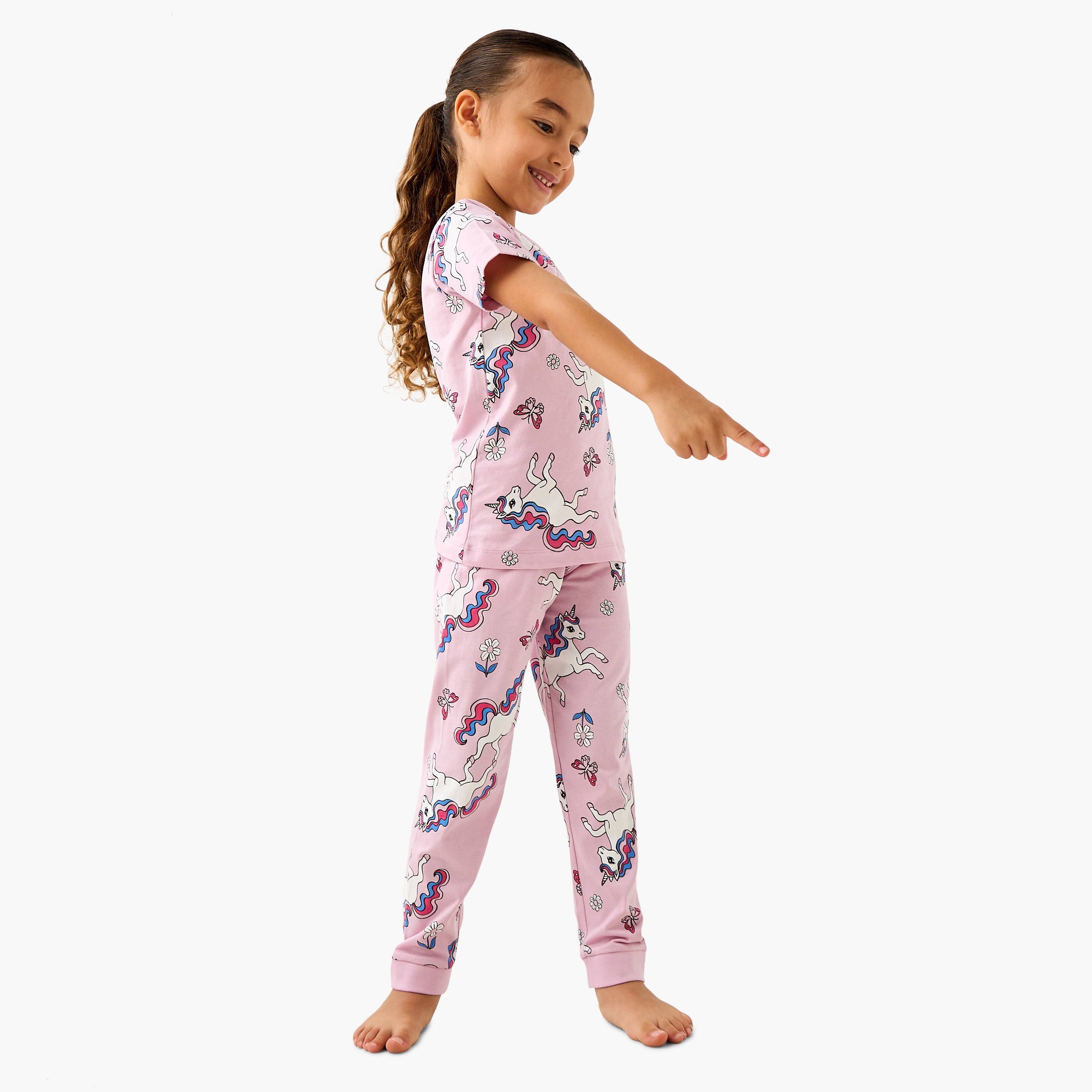 Juniors All-Over Unicorn Print T-shirt and Pyjama Set