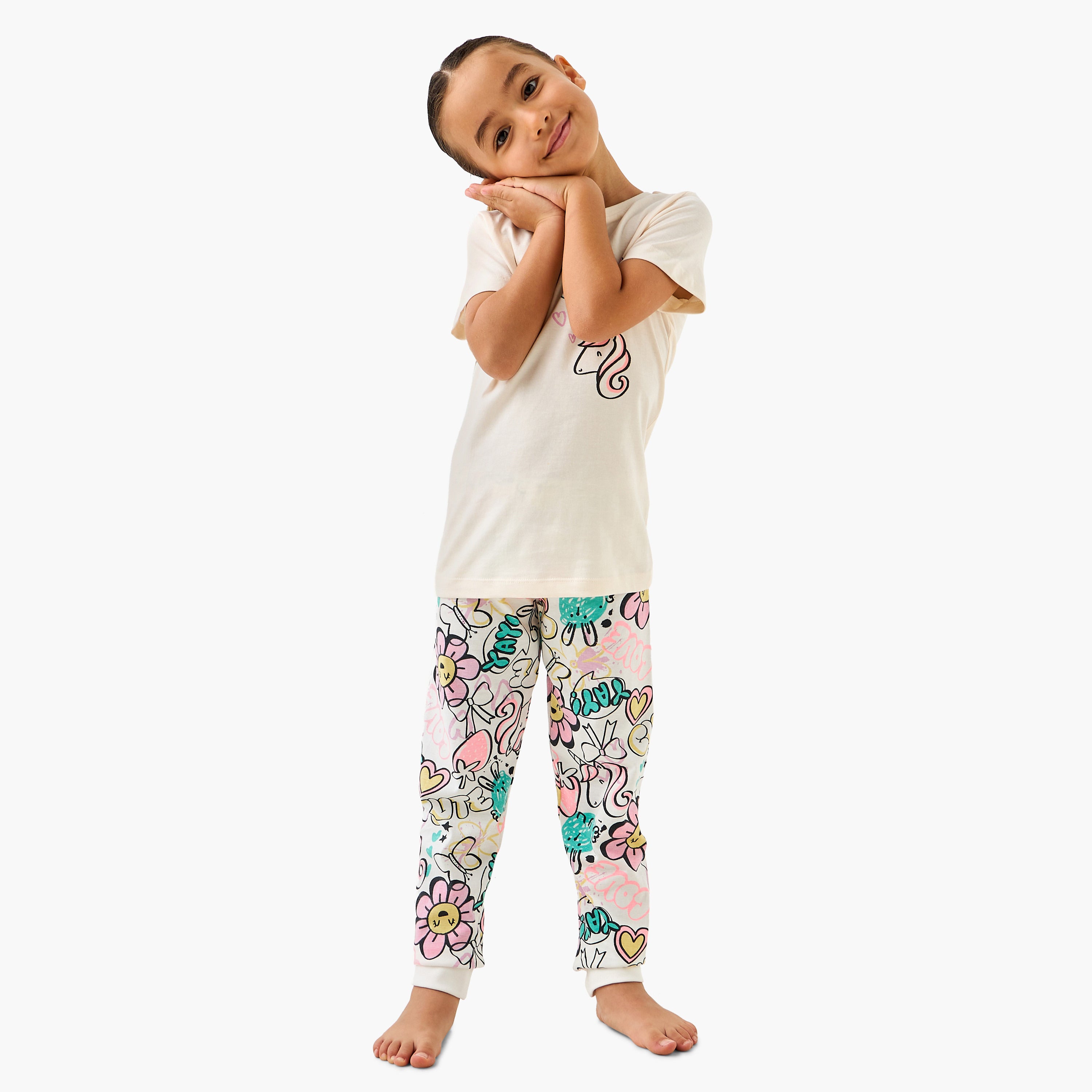 Juniors Printed T-shirt and Pyjama Set