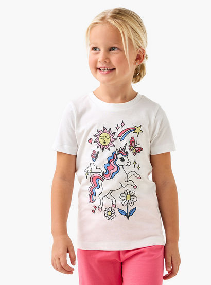 Juniors Unicorn Print T-shirt and Pyjama Set-boys-clothing-nightwear-image-2
