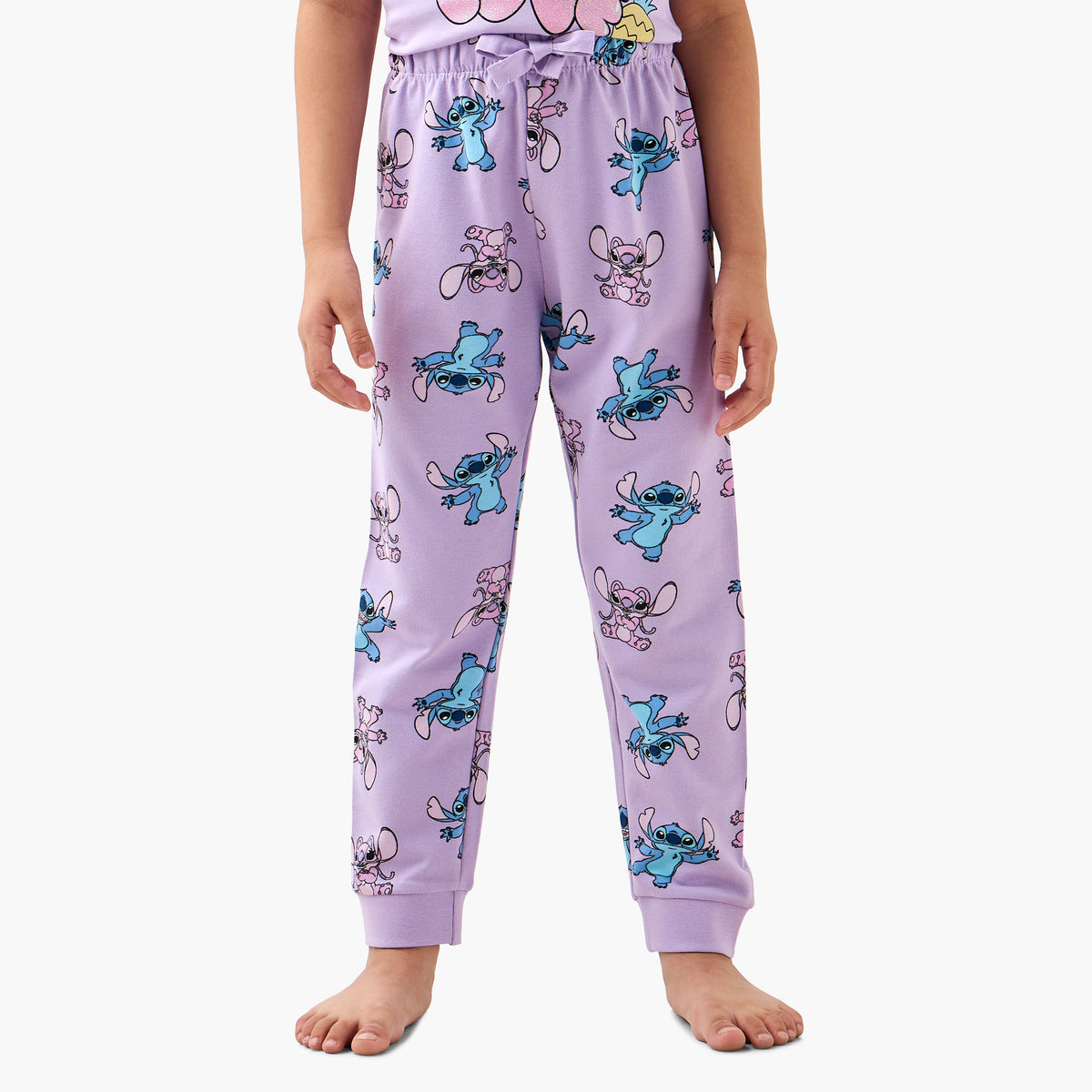 Disney Angel and Stitch Print T-shirt and Pyjama Set