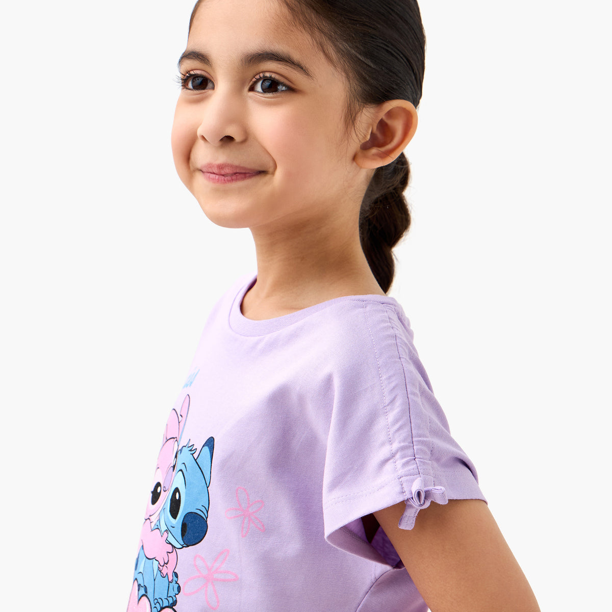 Disney Angel and Stitch Print T-shirt and Pyjama Set