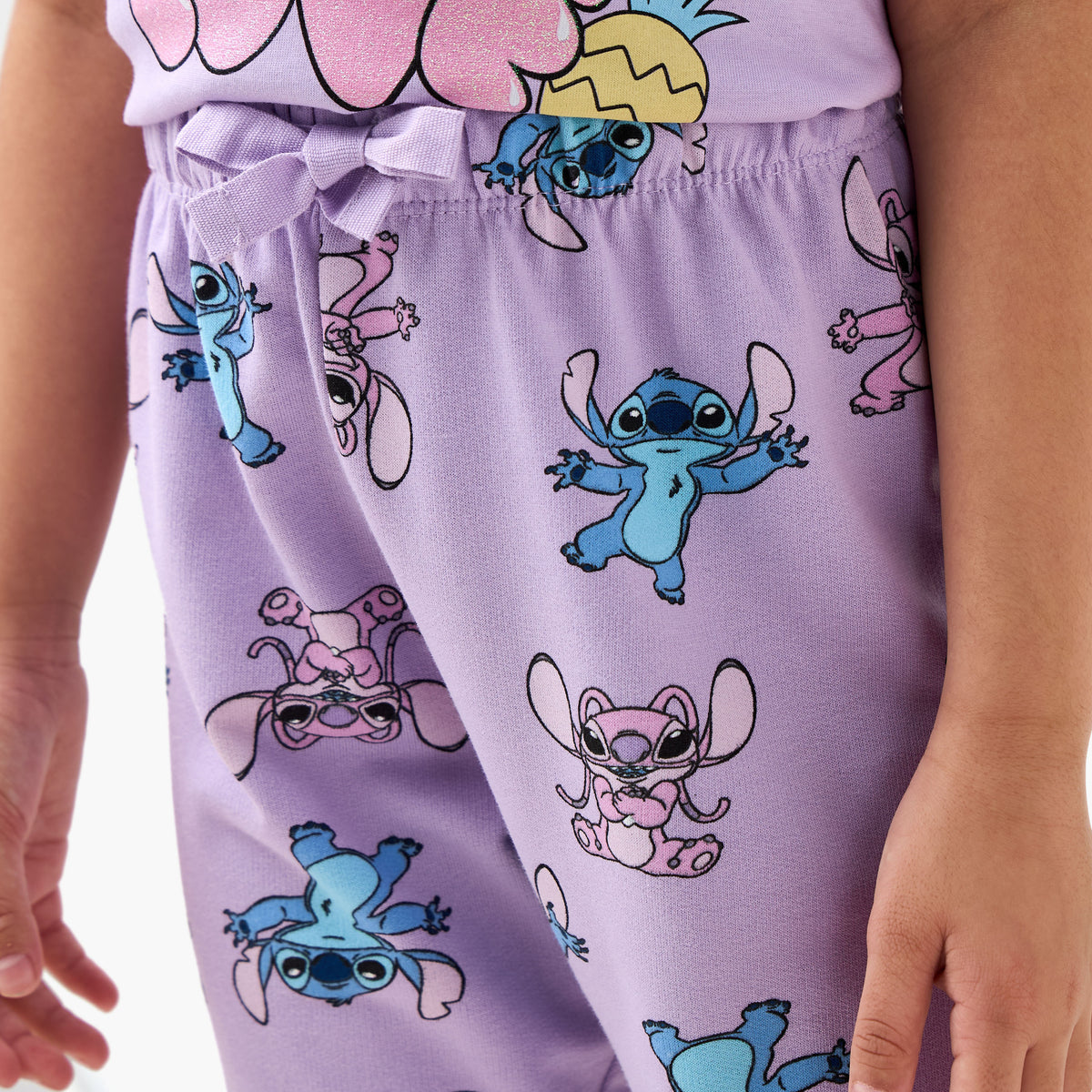 Disney Angel and Stitch Print T-shirt and Pyjama Set