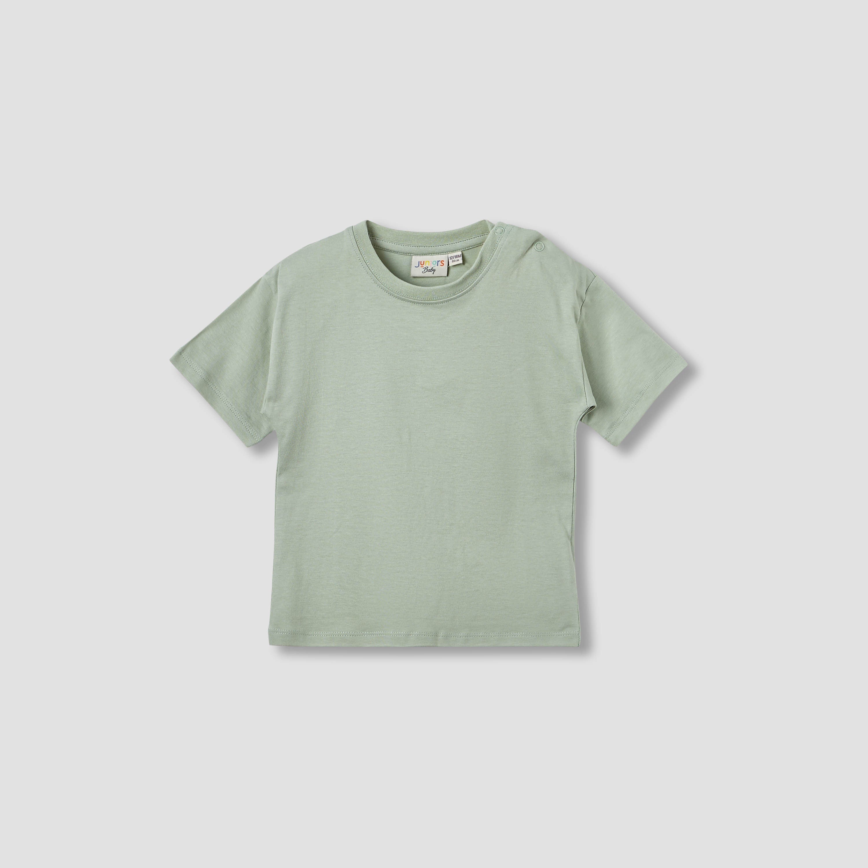 Juniors Solid T-shirt with Short Sleeves and Button Closure - Set of 2