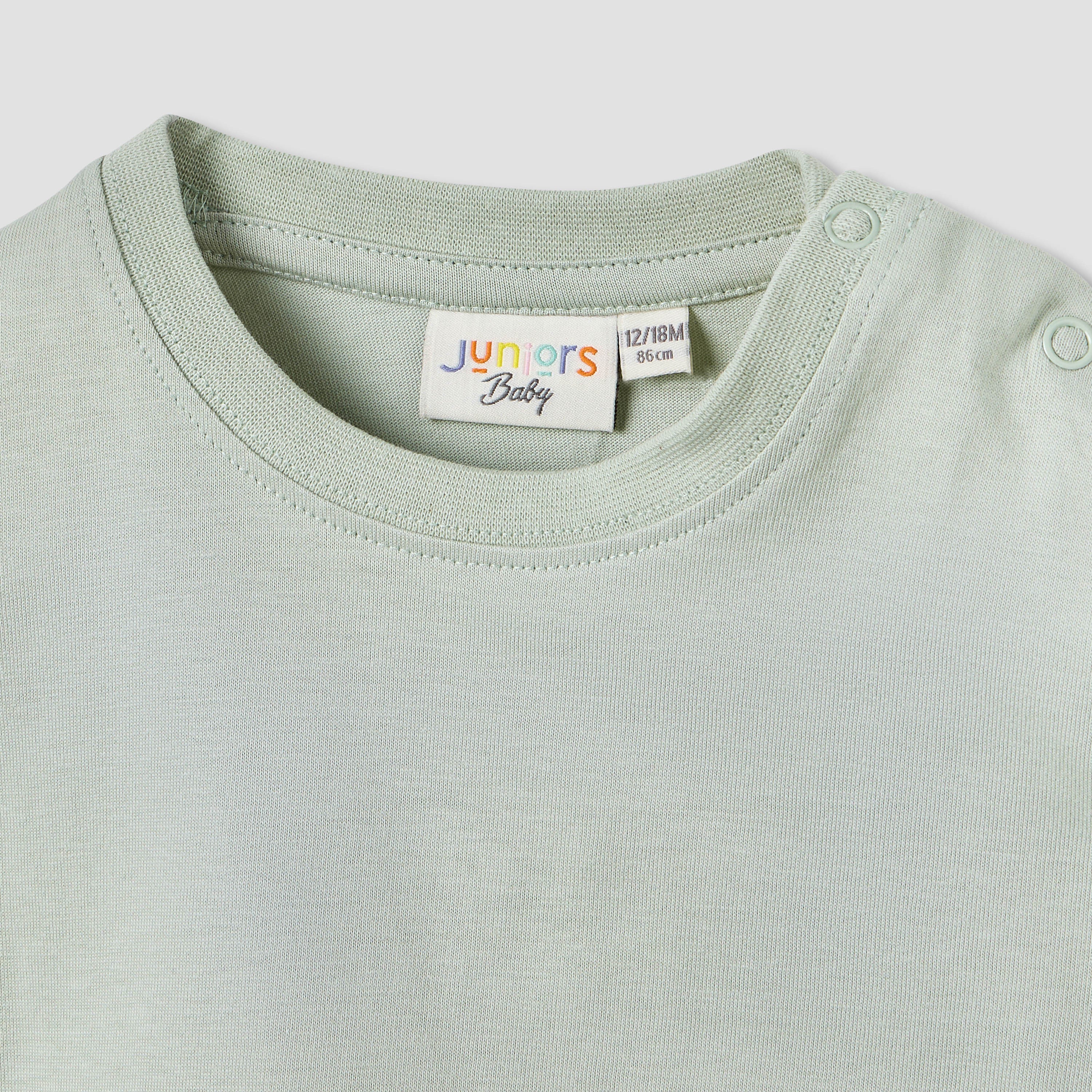 Juniors Solid T-shirt with Short Sleeves and Button Closure - Set of 2