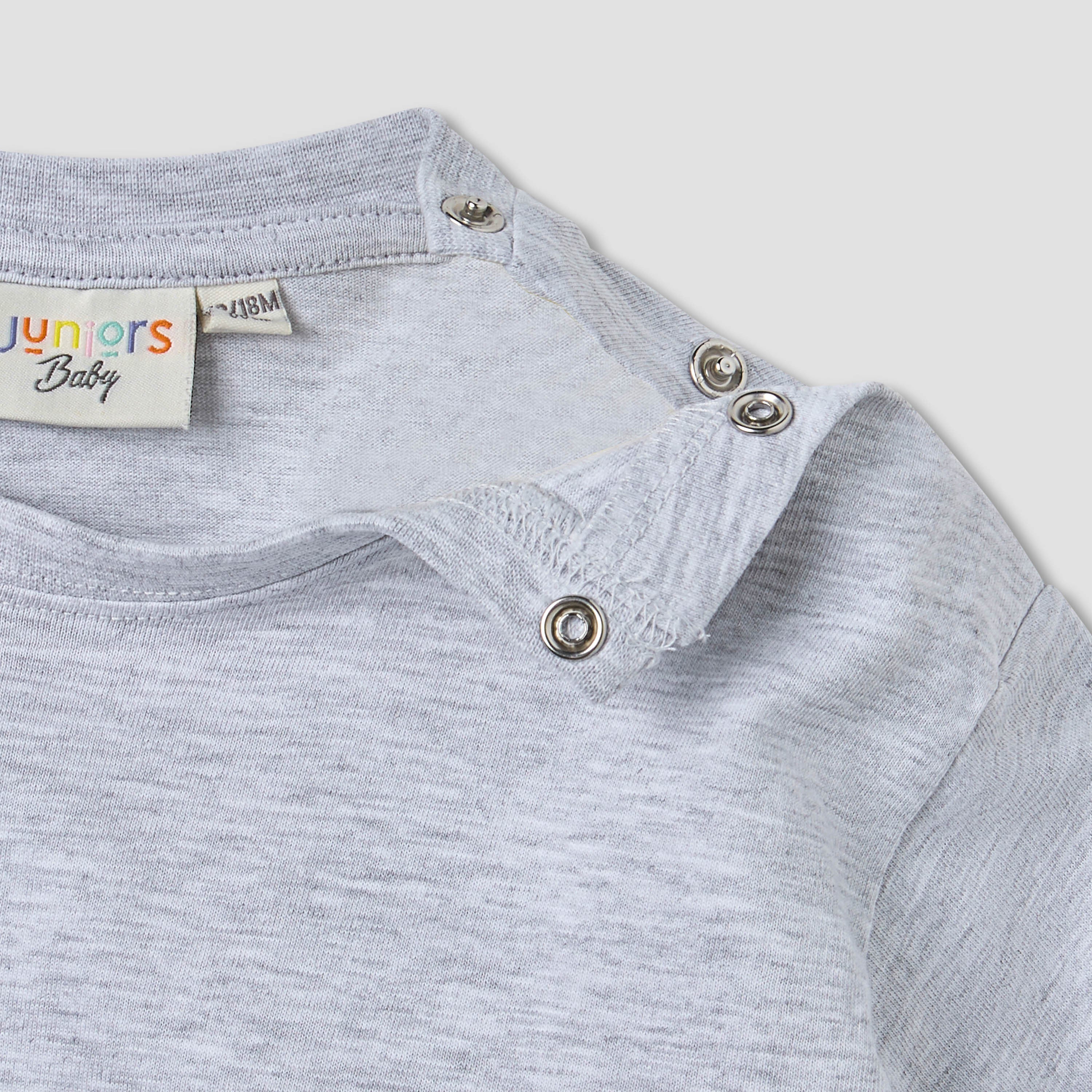 Juniors Solid T-shirt with Short Sleeves and Button Closure - Set of 2