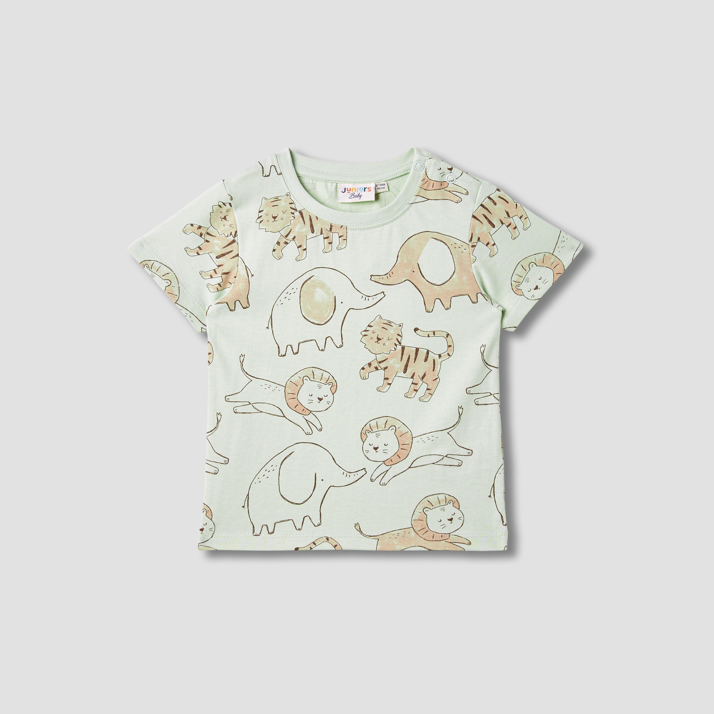 Juniors Animal Print T-shirt with Short Sleeves - Green / 12-18 mths