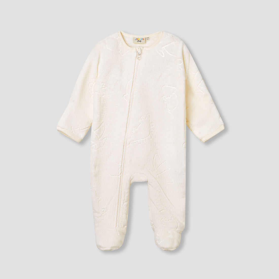 Juniors Dinosaur Embossed Coverall with Long Sleeves - Cream / 24-36 mths