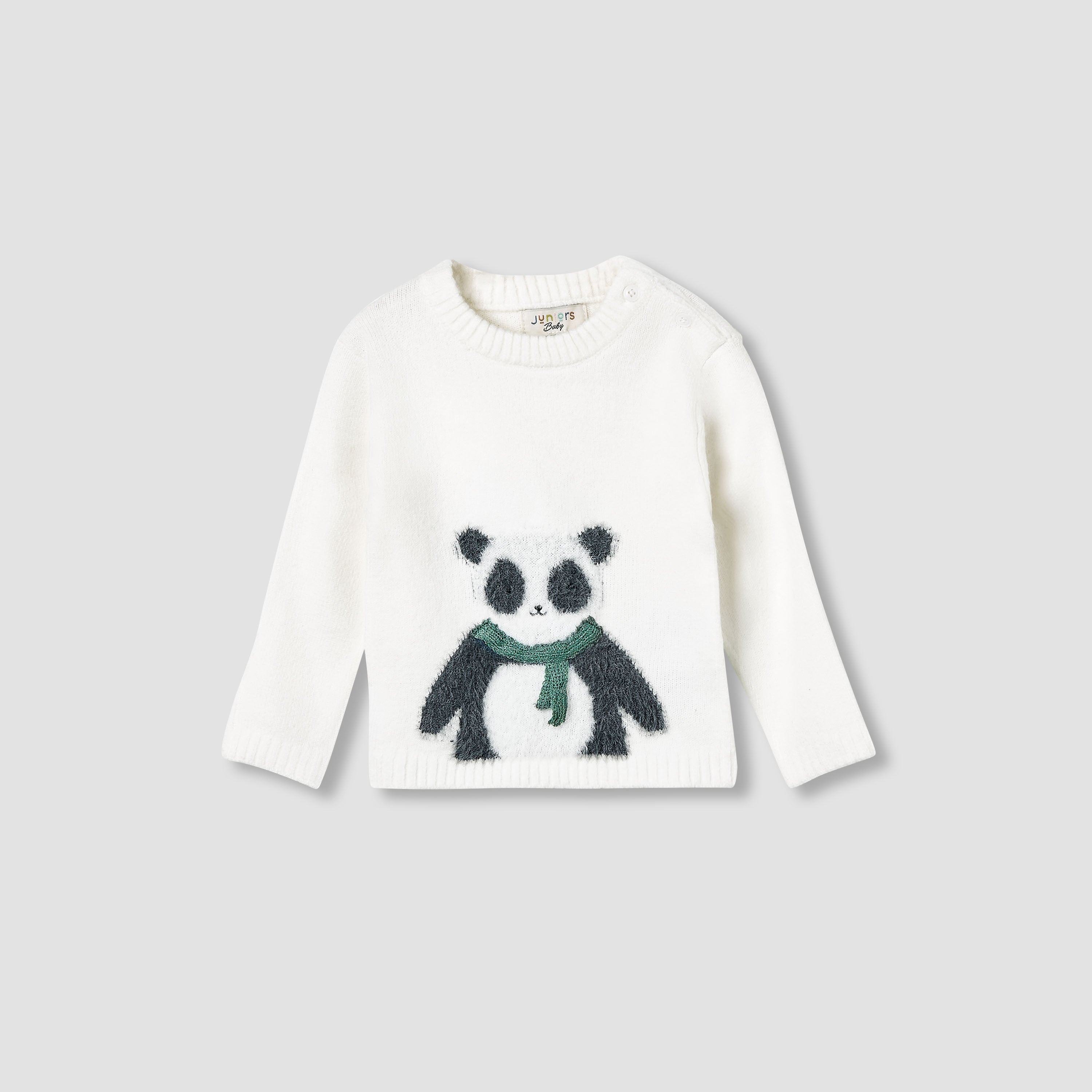 Juniors Boys Sweater and Pants Set with Panda Detail - Polyester Blend - Long Sleeves - Crew Neck