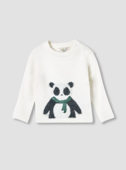 Juniors Boys Sweater and Pants Set with Panda Detail - Polyester Blend - Long Sleeves - Crew Neck-baby-boys-clothing-winterwear-setsandcoords-image-2