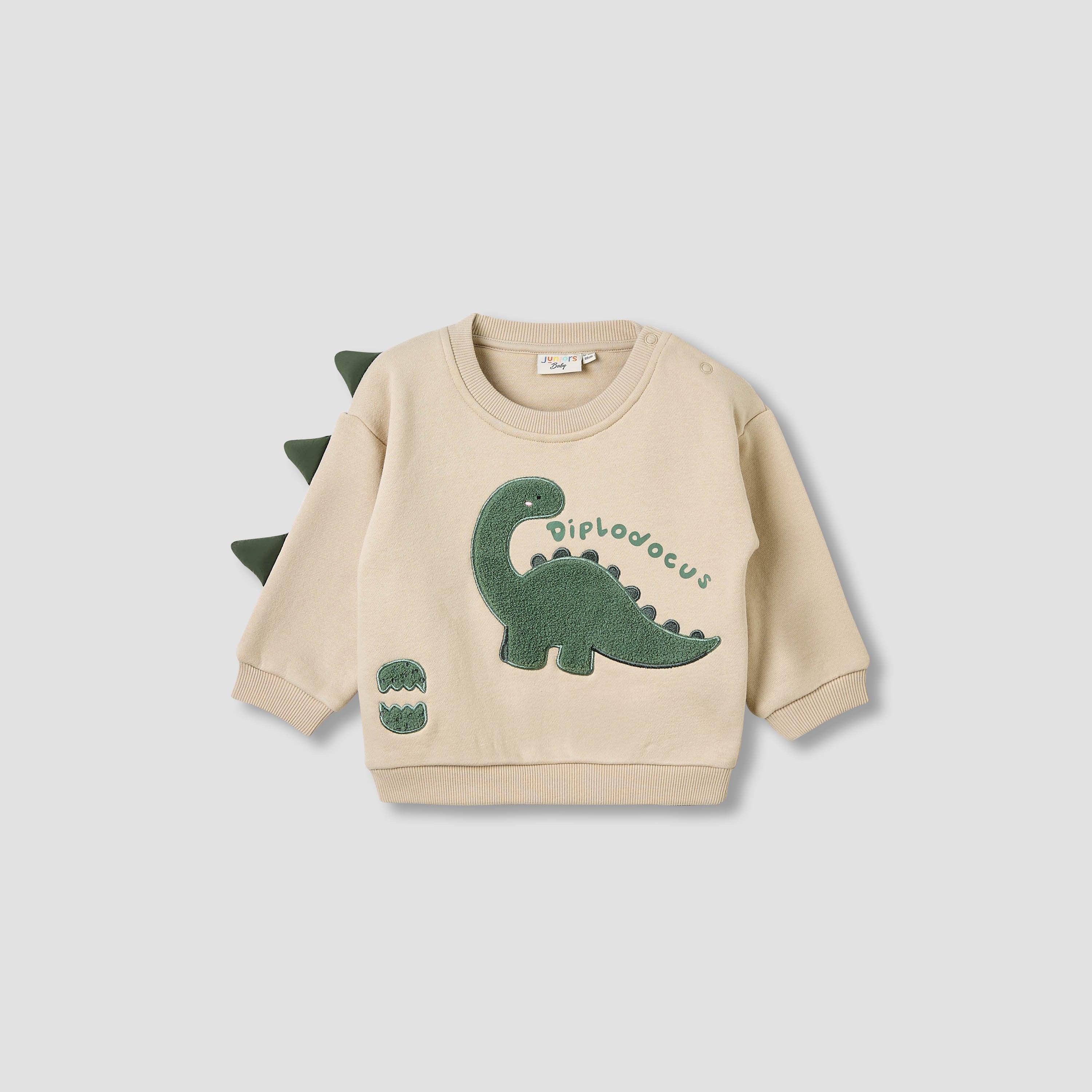 Juniors Boys Sweatshirt and Joggers Set with Dinosaur Applique - Cotton - Long Sleeves - Crew Neck