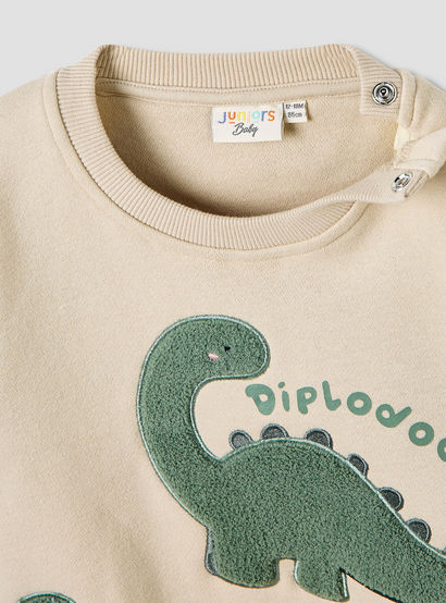 Juniors Boys Sweatshirt and Joggers Set with Dinosaur Applique - Cotton - Long Sleeves - Crew Neck-baby-boys-clothing-setsandcoords-image-4