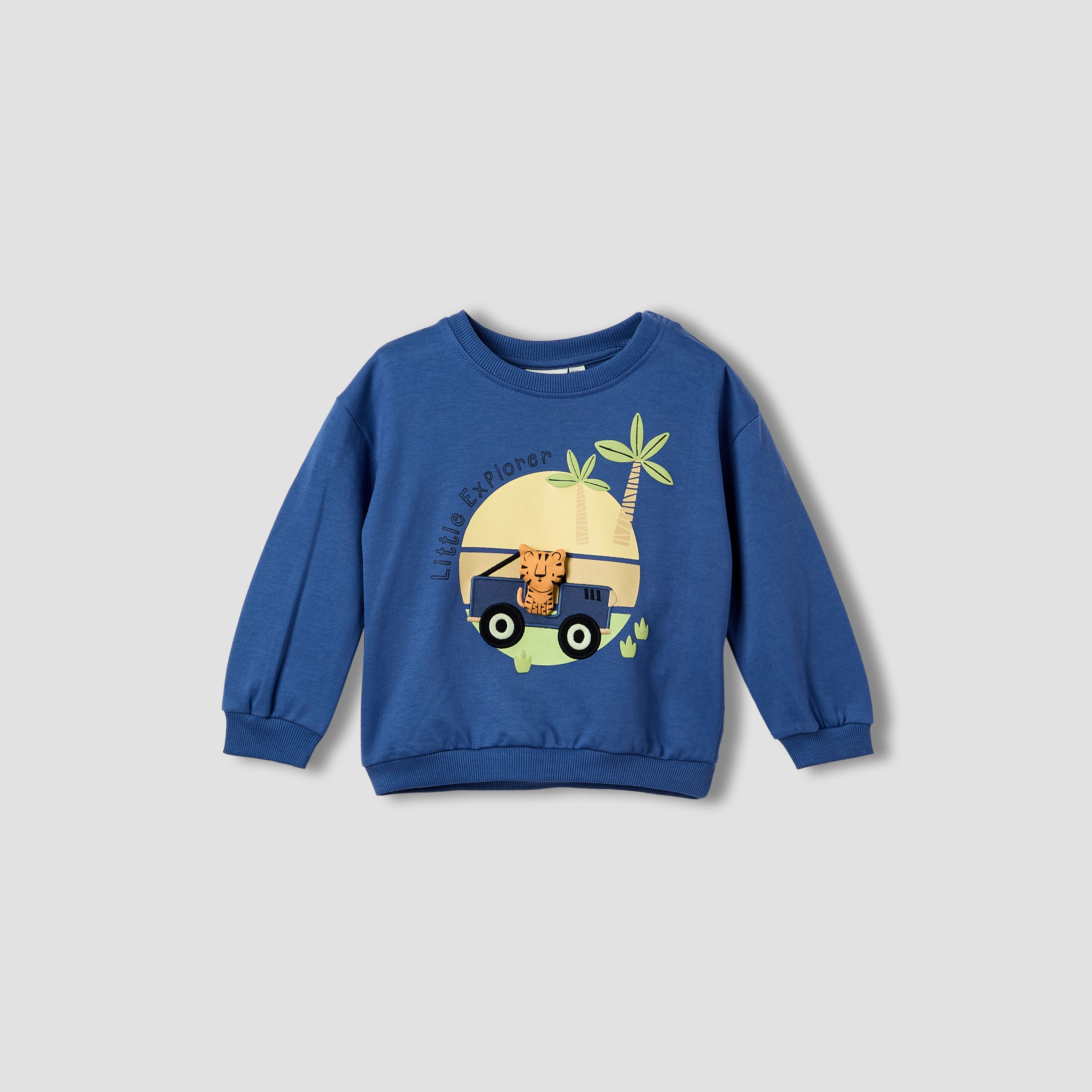 Juniors Boys Sweatshirt and Joggers Set with Animal Applique - Cotton - Long Sleeves - Crew Neck