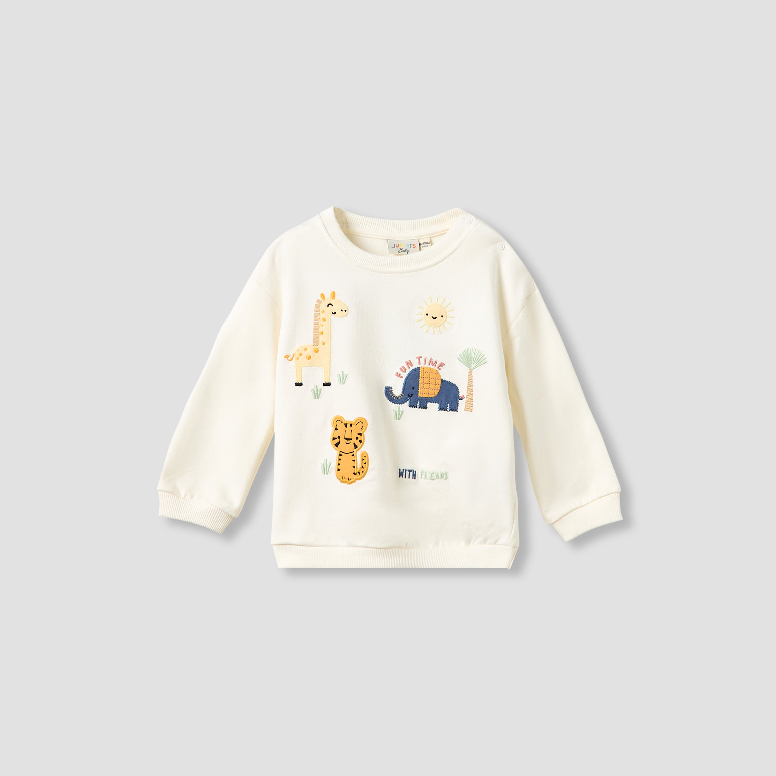 Juniors Boys Sweatshirt and Joggers Set with Animal Embroidery - Cotton - Long Sleeves - Crew Neck