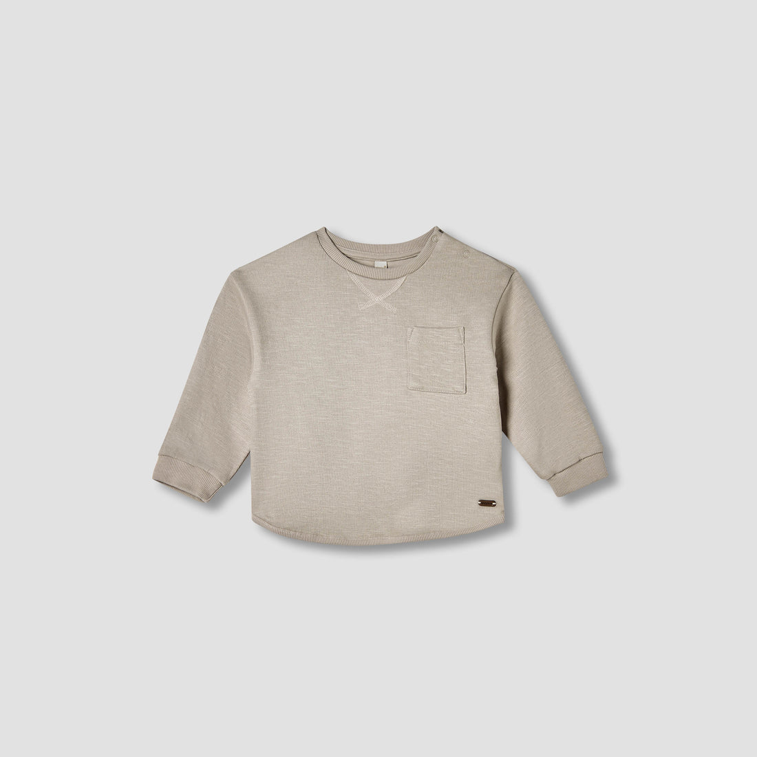 Giggles Textured T-shirt with Pocket - Beige / 12-18 mths