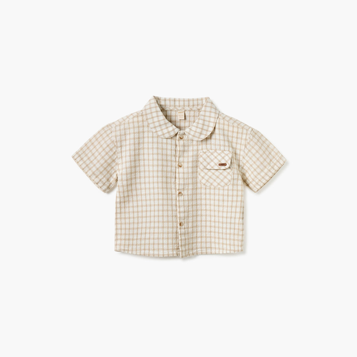 Giggles Checked Collared Shirt with Short Sleeves