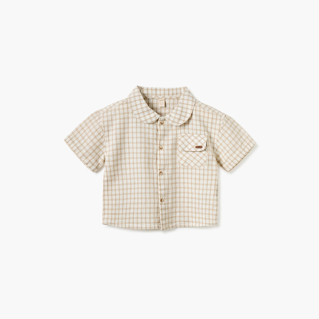 Giggles Checked Collared Shirt with Short Sleeves