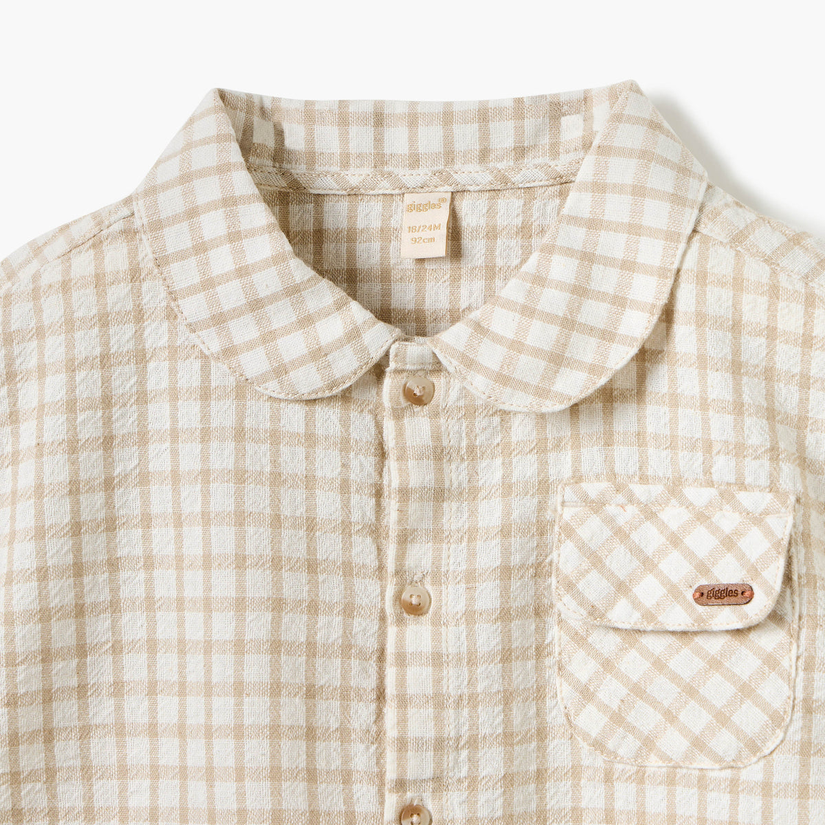 Giggles Checked Collared Shirt with Short Sleeves