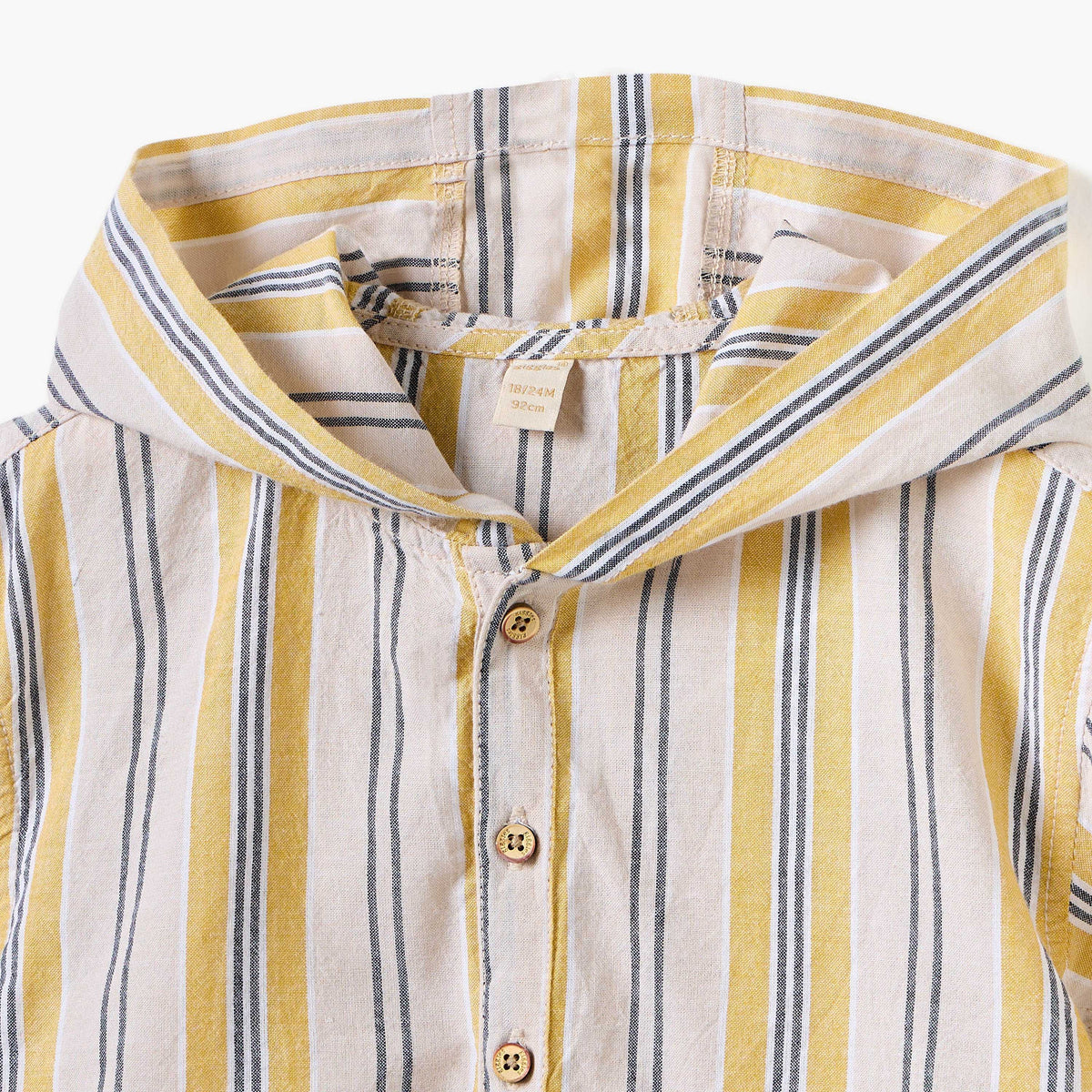 Giggles Striped Shirt with Hood and Short Sleeves