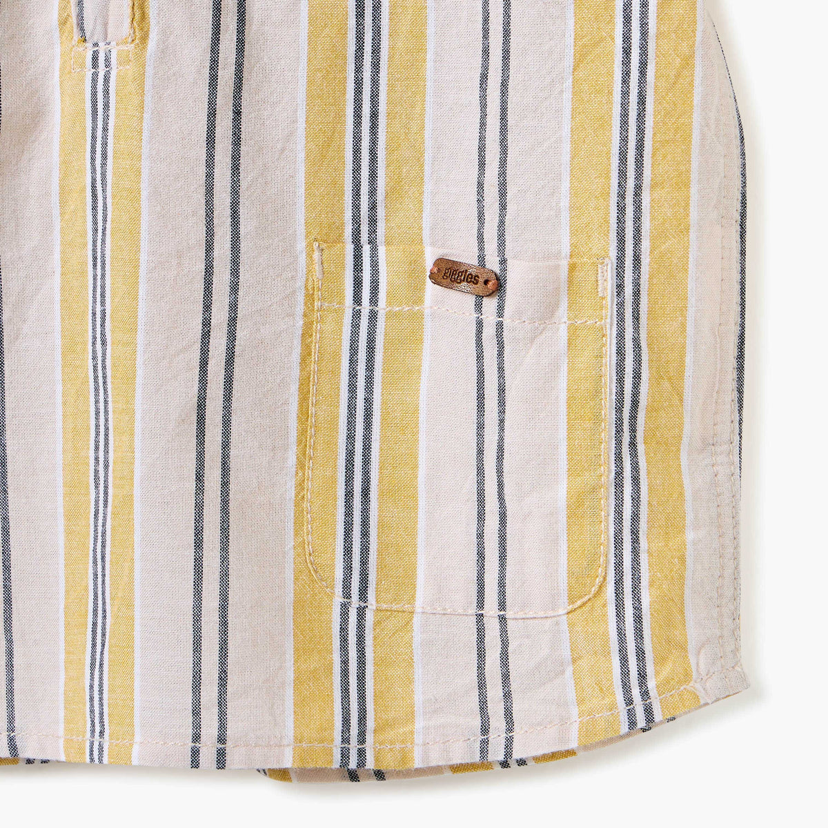 Giggles Striped Shirt with Hood and Short Sleeves