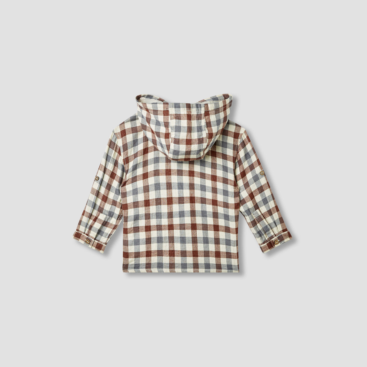 Giggles Checked Hooded Shirt with Long Sleeves