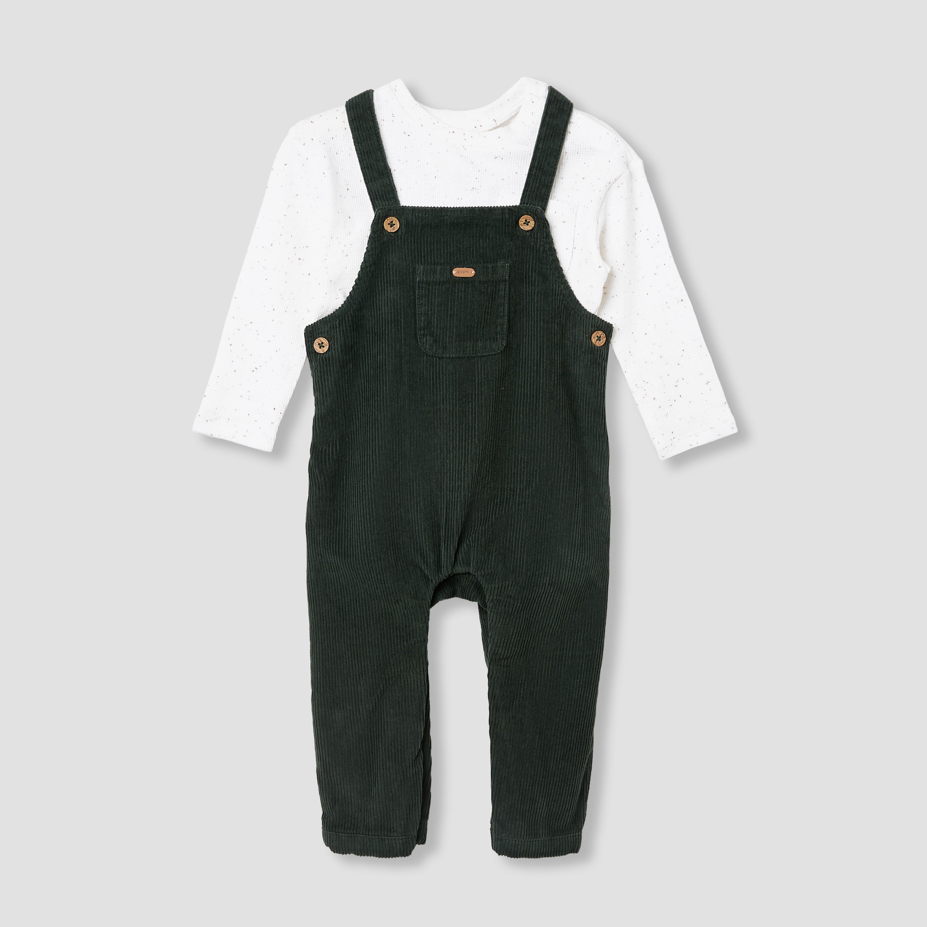 Giggles Ribbed Dungaree and T-shirt Set
