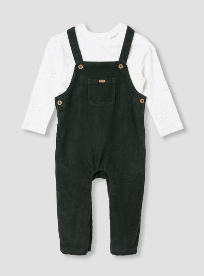 Giggles Ribbed Dungaree and T-shirt Set-baby-boys-clothing-winterwear-setsandcoords-image-1