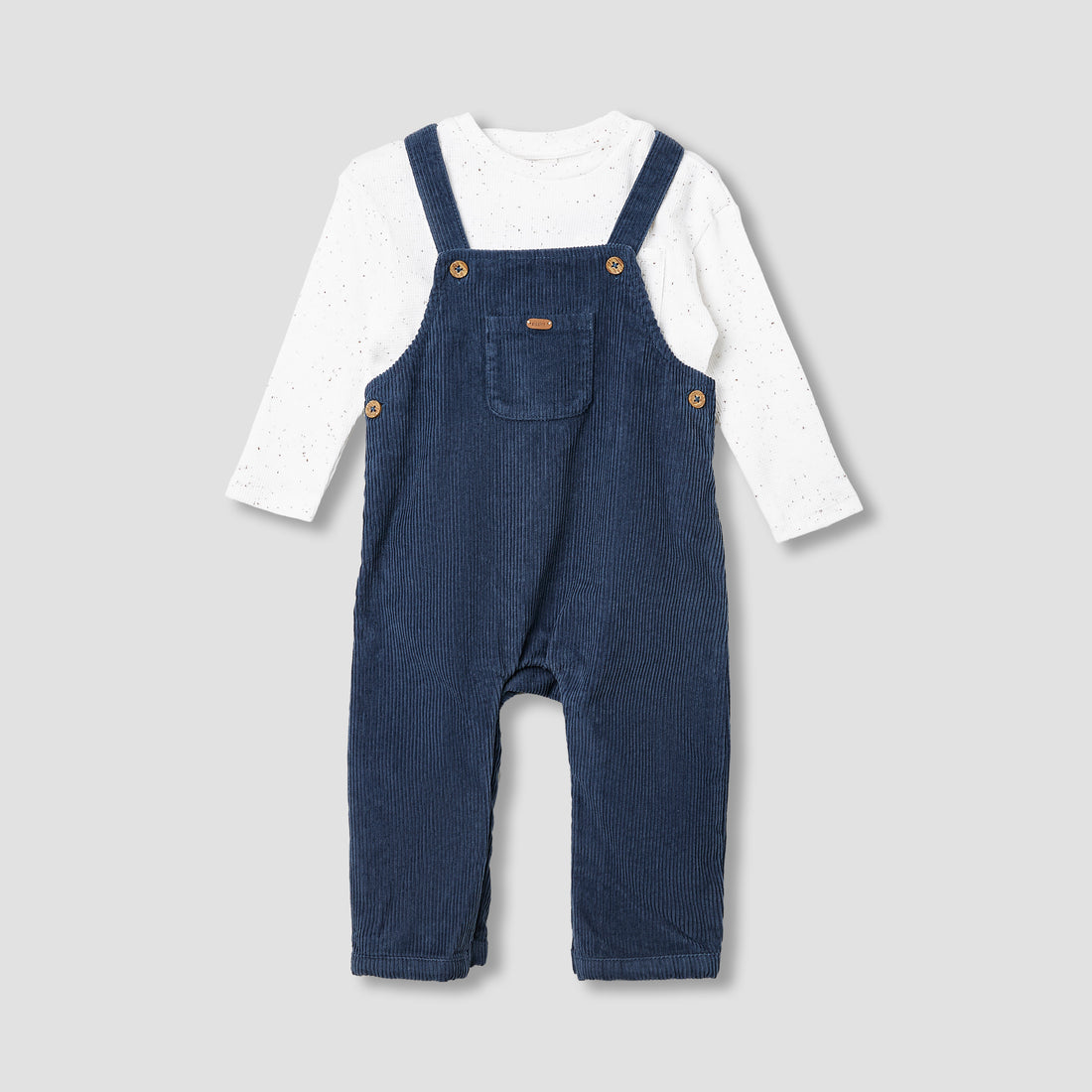 Giggles Ribbed Dungaree and T-shirt Set - Blue / 18-24 mths