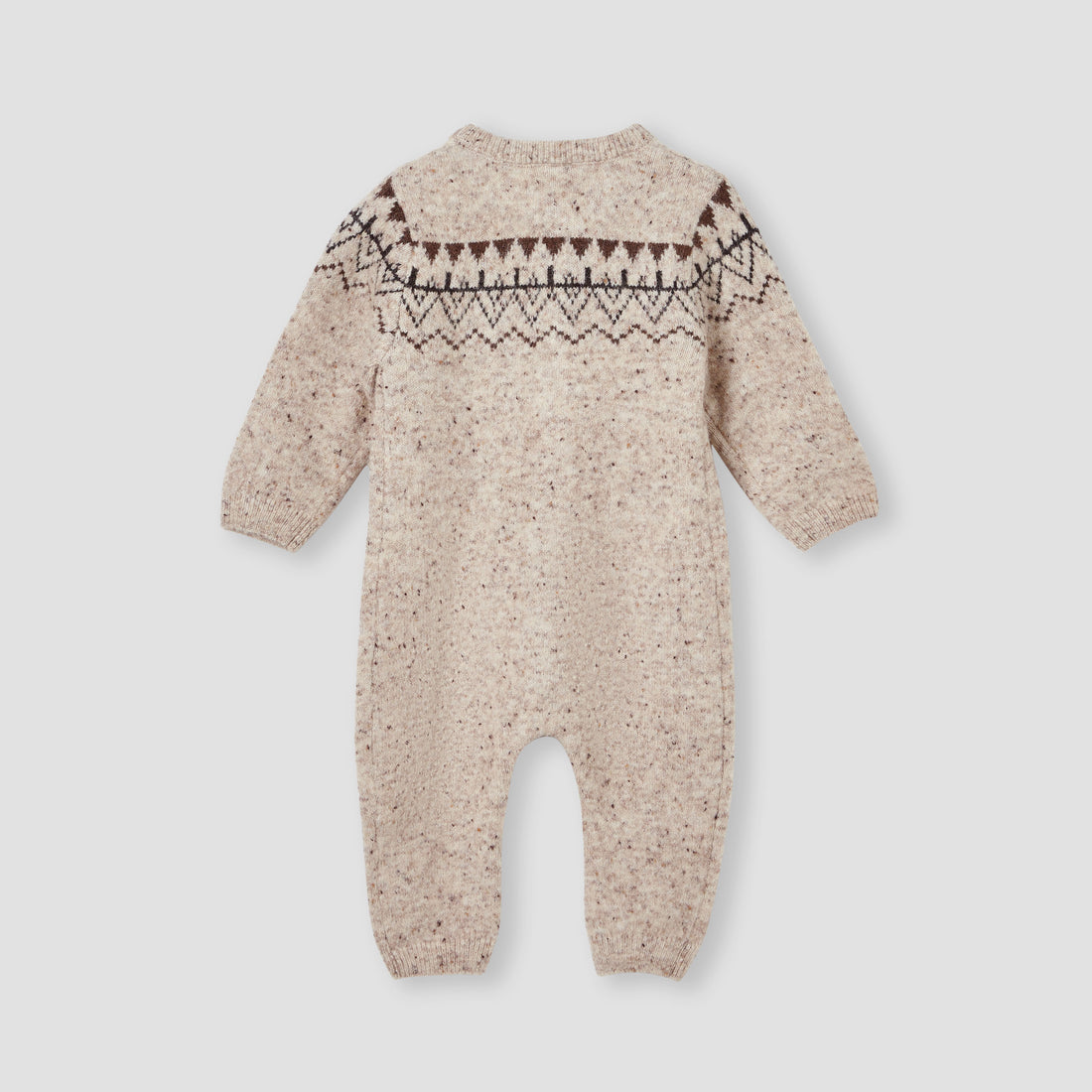 Giggles Textured Romper with Long Sleeves and Button Closure