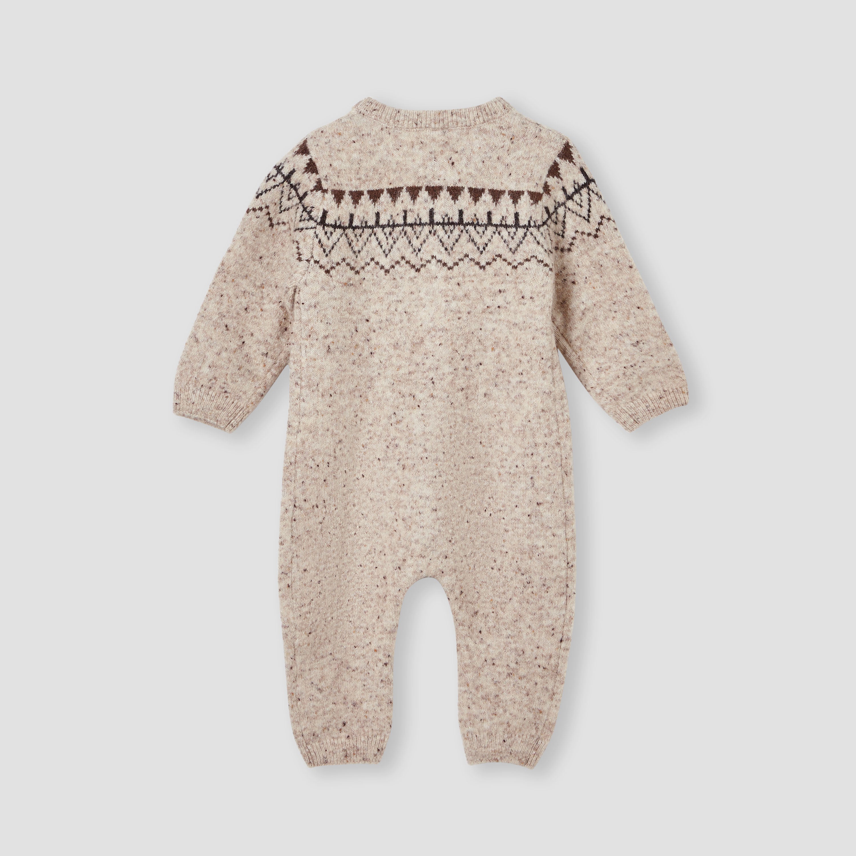 Giggles Textured Romper with Long Sleeves and Button Closure