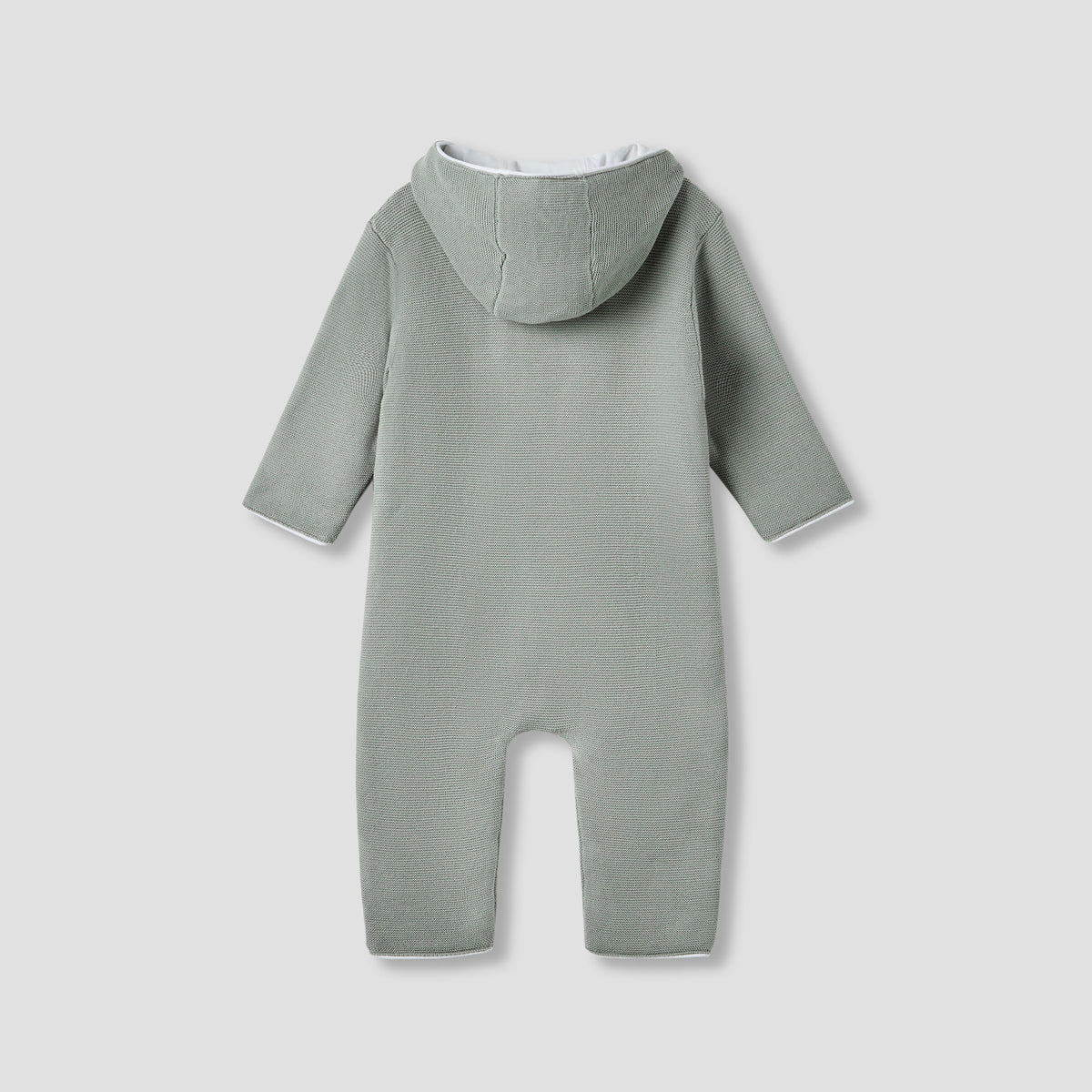 Giggles Textured Hooded Romper with Long Sleeves
