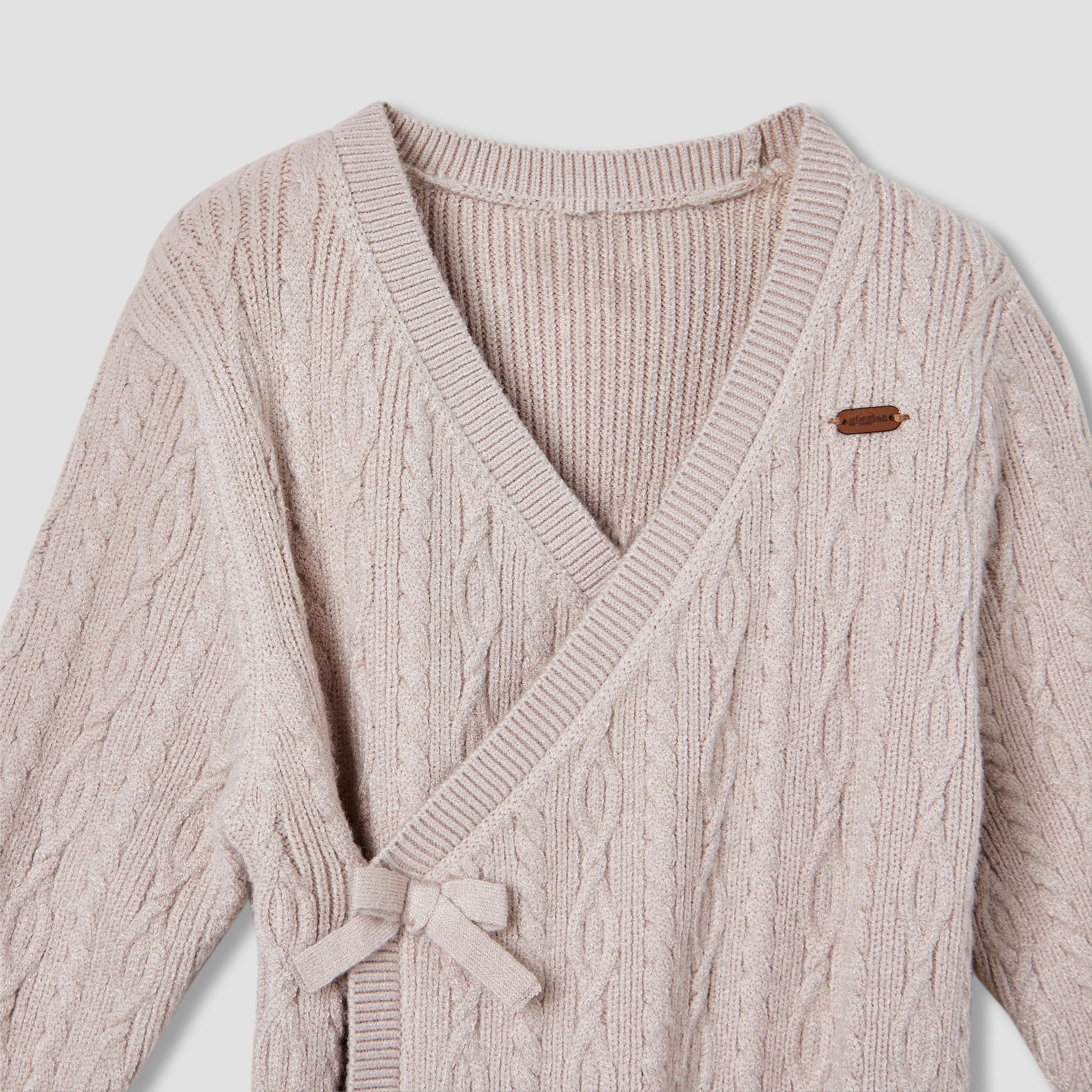 Giggles Cable Knit Romper with Long Sleeves