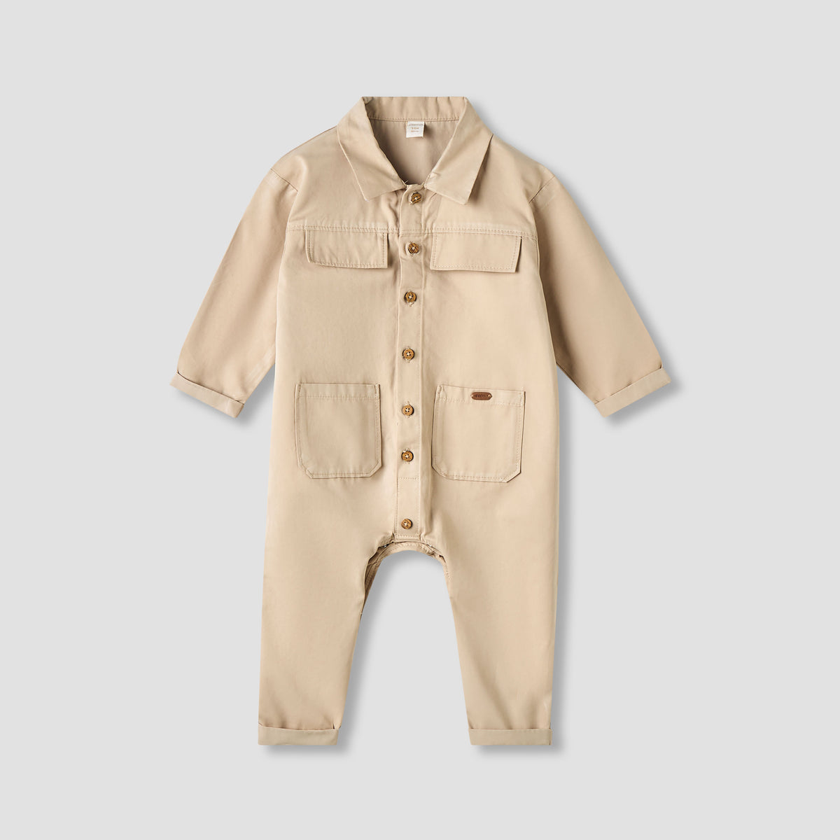 Giggles Collared Romper with Pockets - Long Sleeves
