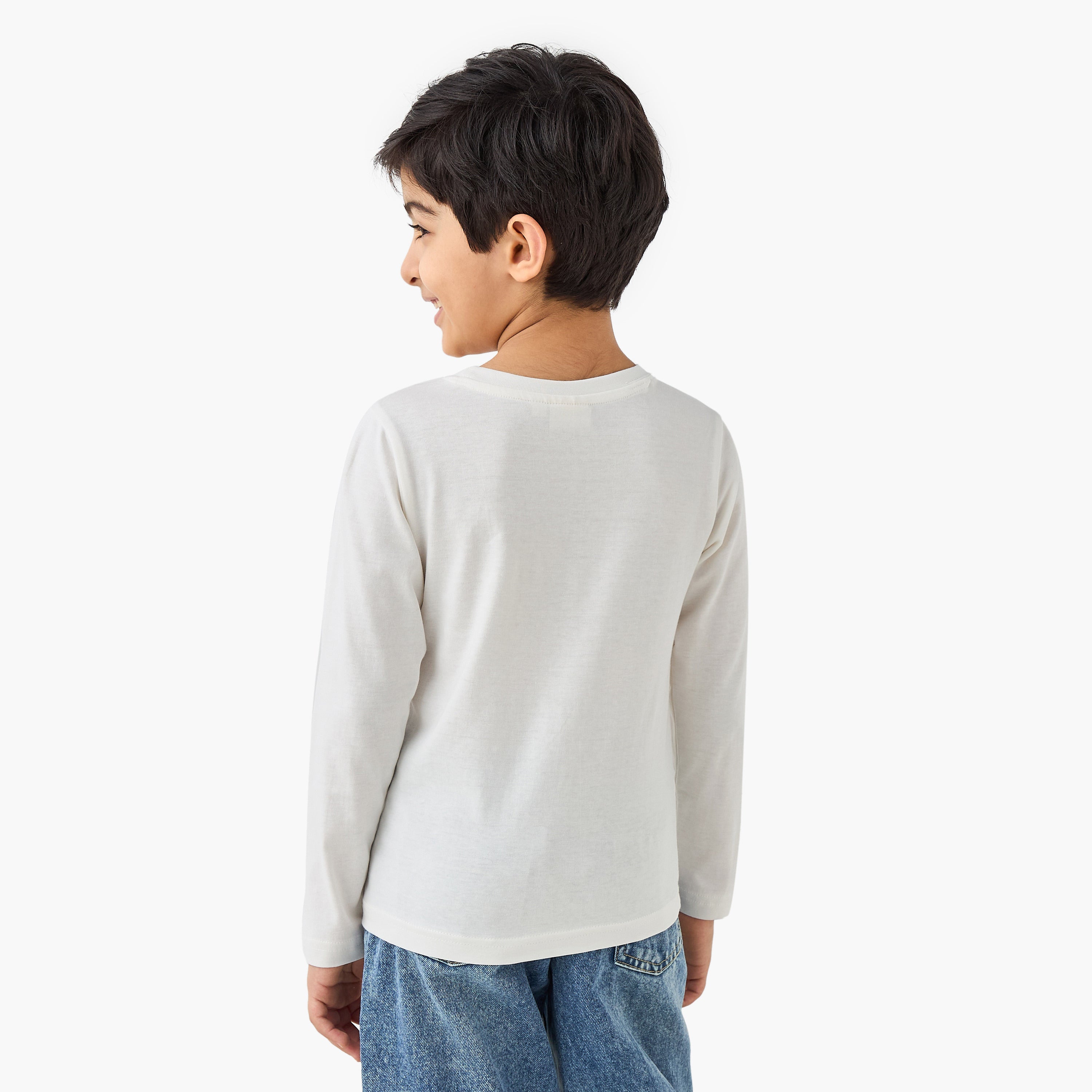 Juniors Printed T-shirt with Long Sleeves