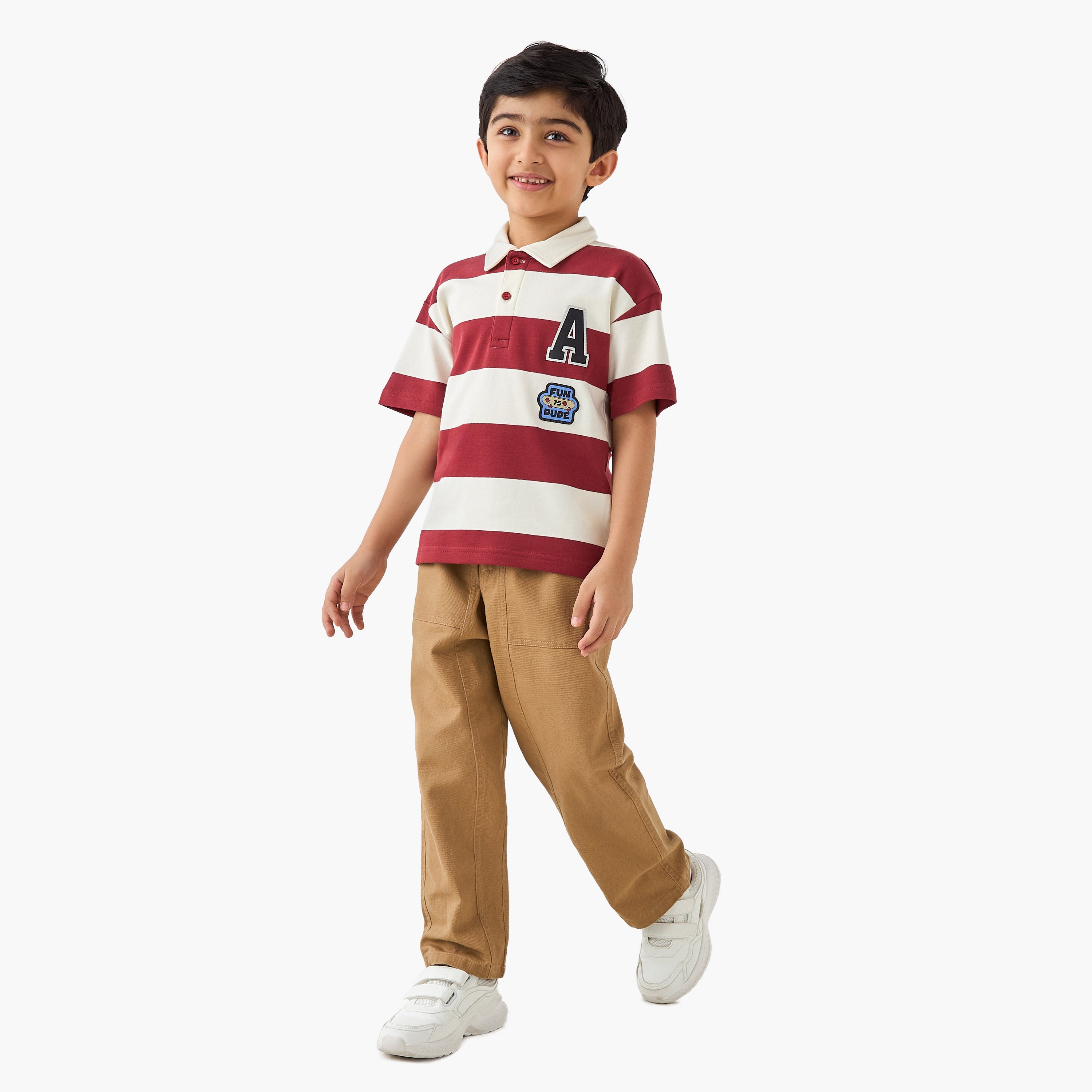 Juniors Collared Short Sleeves Polo T-shirt with Stripes