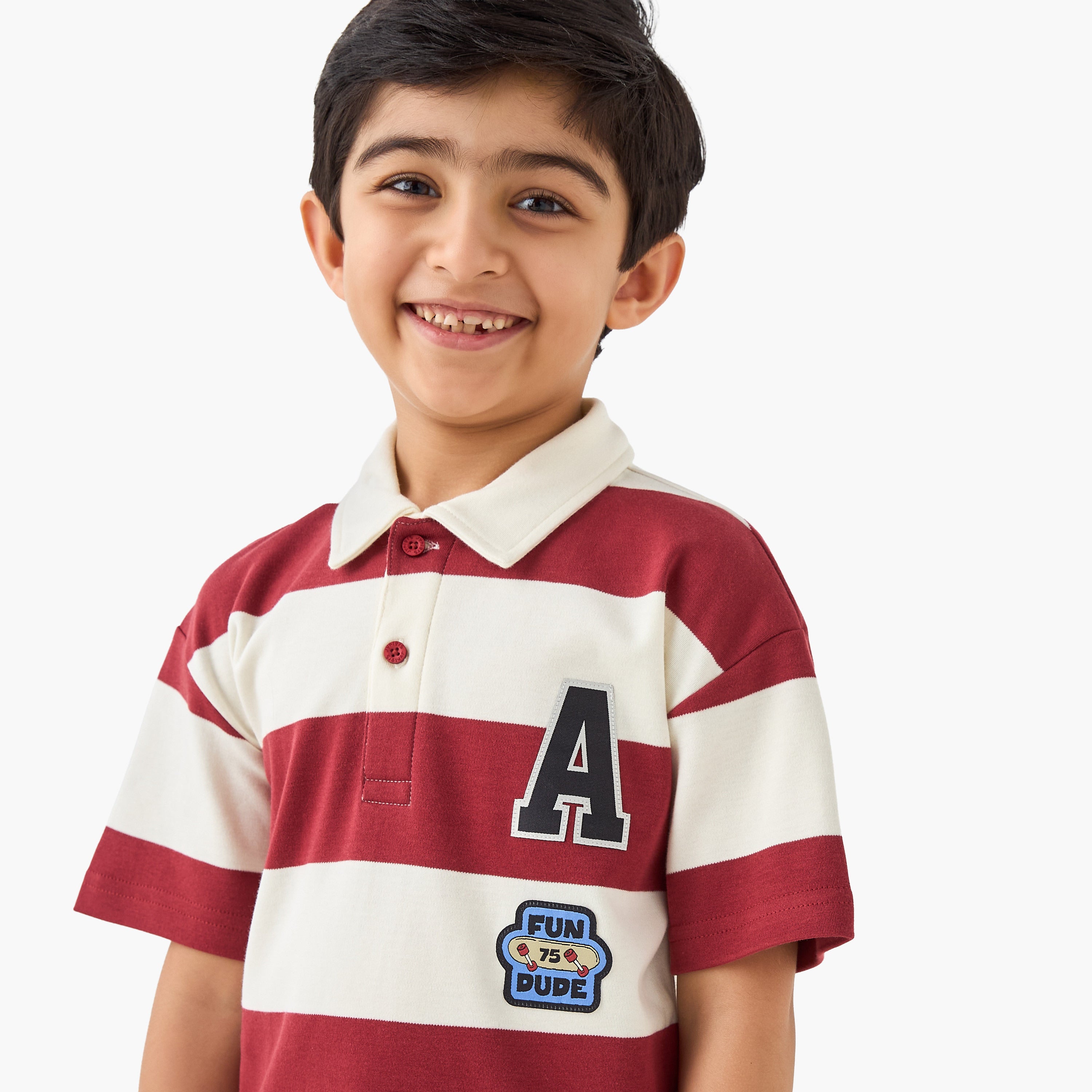 Juniors Collared Short Sleeves Polo T-shirt with Stripes