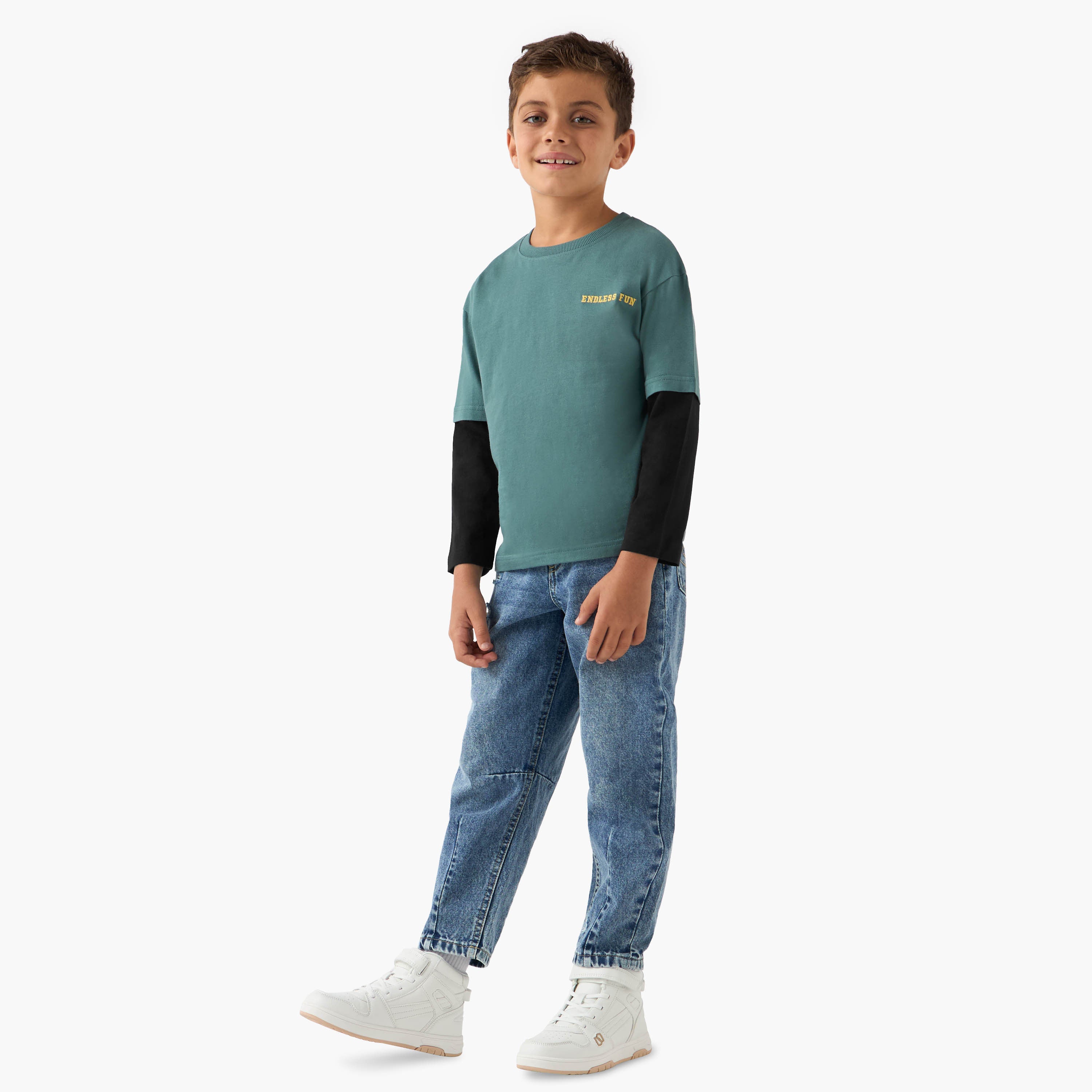 Juniors Embroidered T-shirt with Long Sleeves